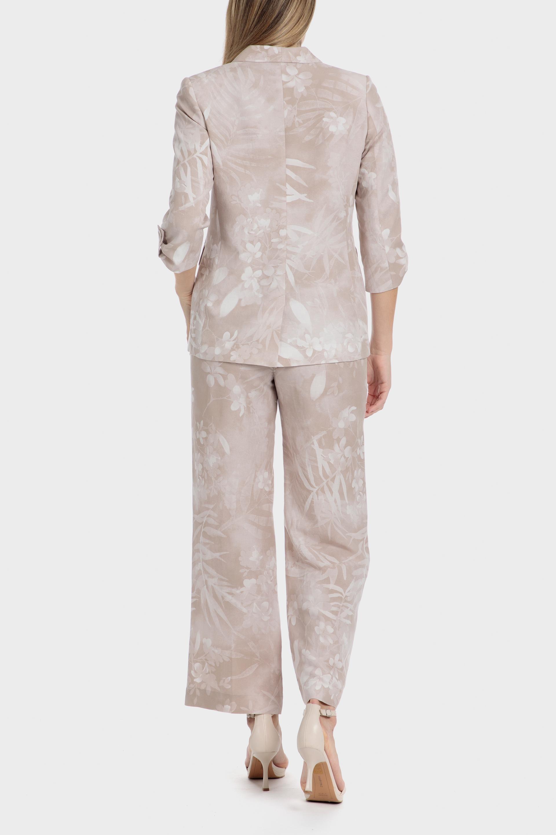 Beige Printed Blazer, , large image number 3