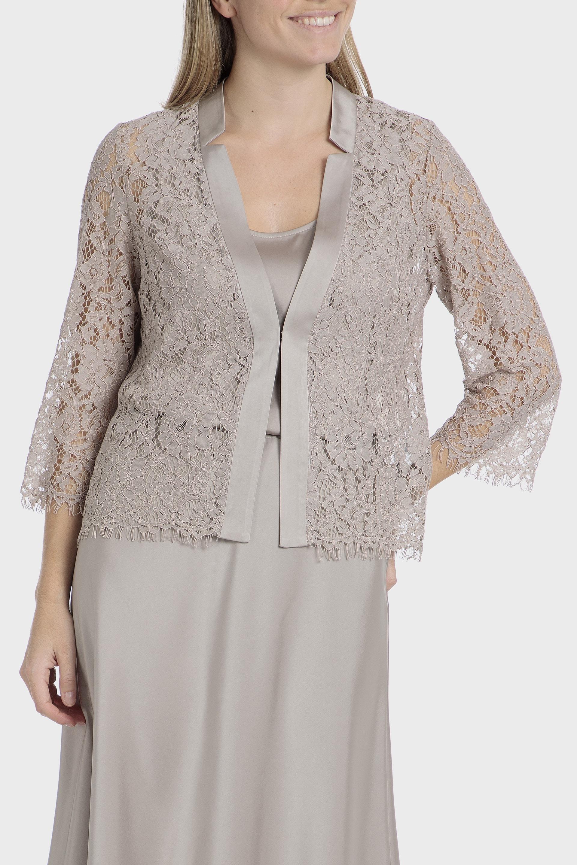 Beige Crochet Cardigan, , large image number 1