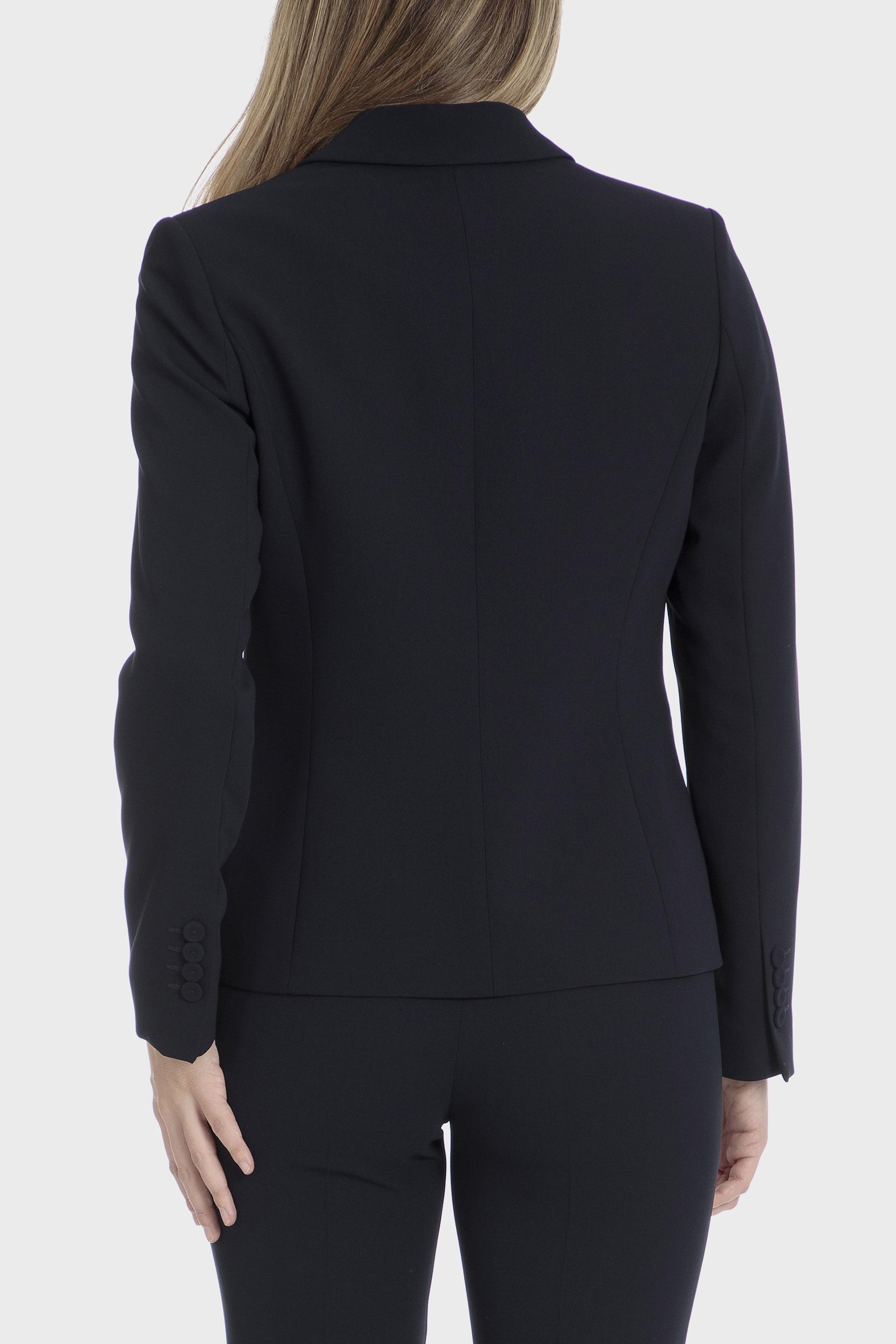 Black Plain Single Breasted Blazer, Blue Navy, large image number 1