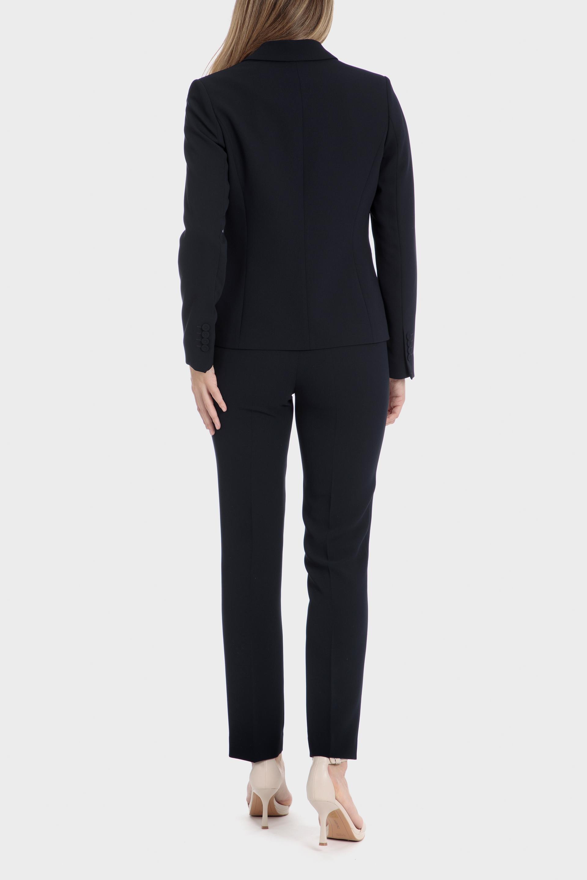 Black Plain Single Breasted Blazer, Blue Navy, large image number 3
