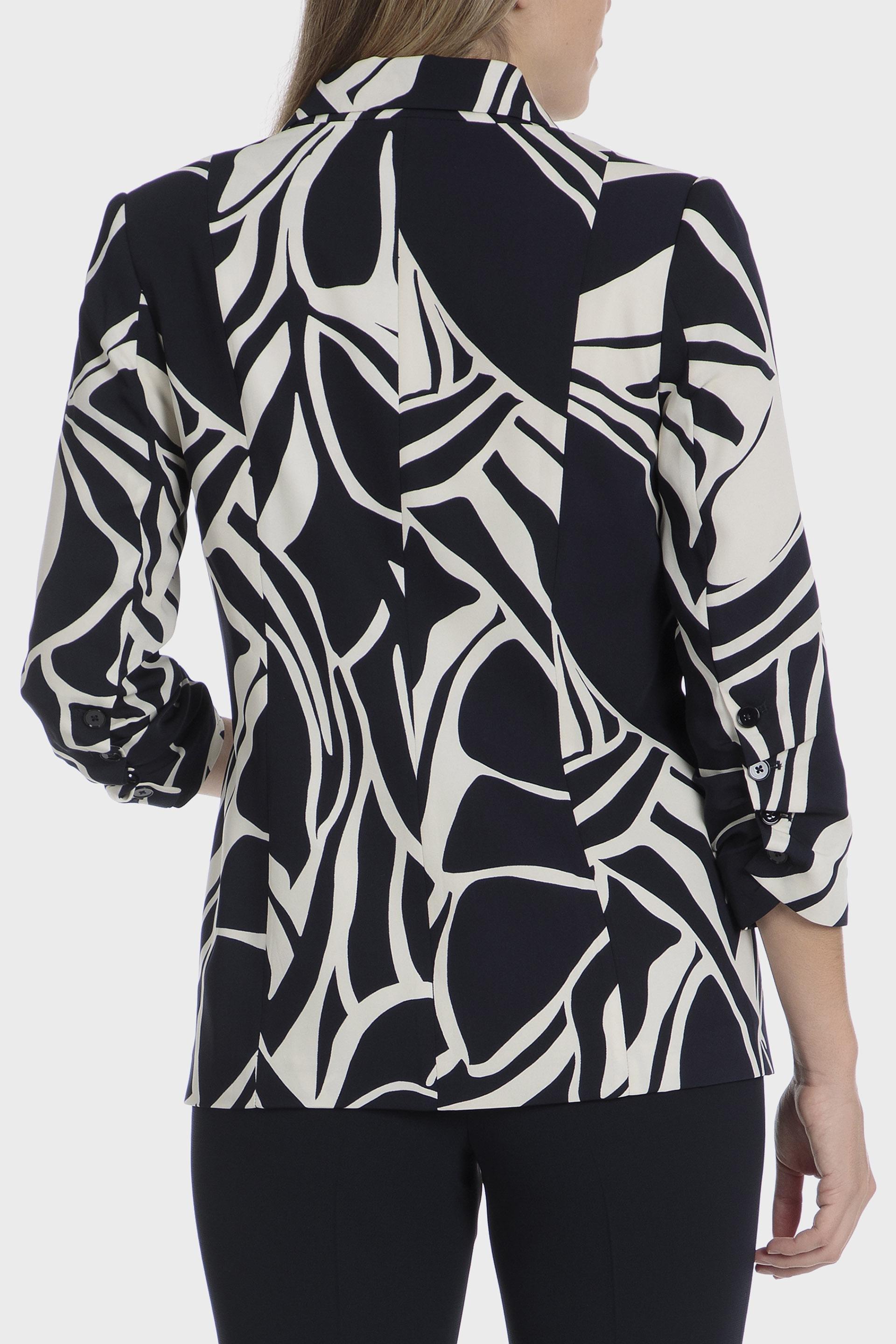 Black Graphic Print Blazer, , large image number 7