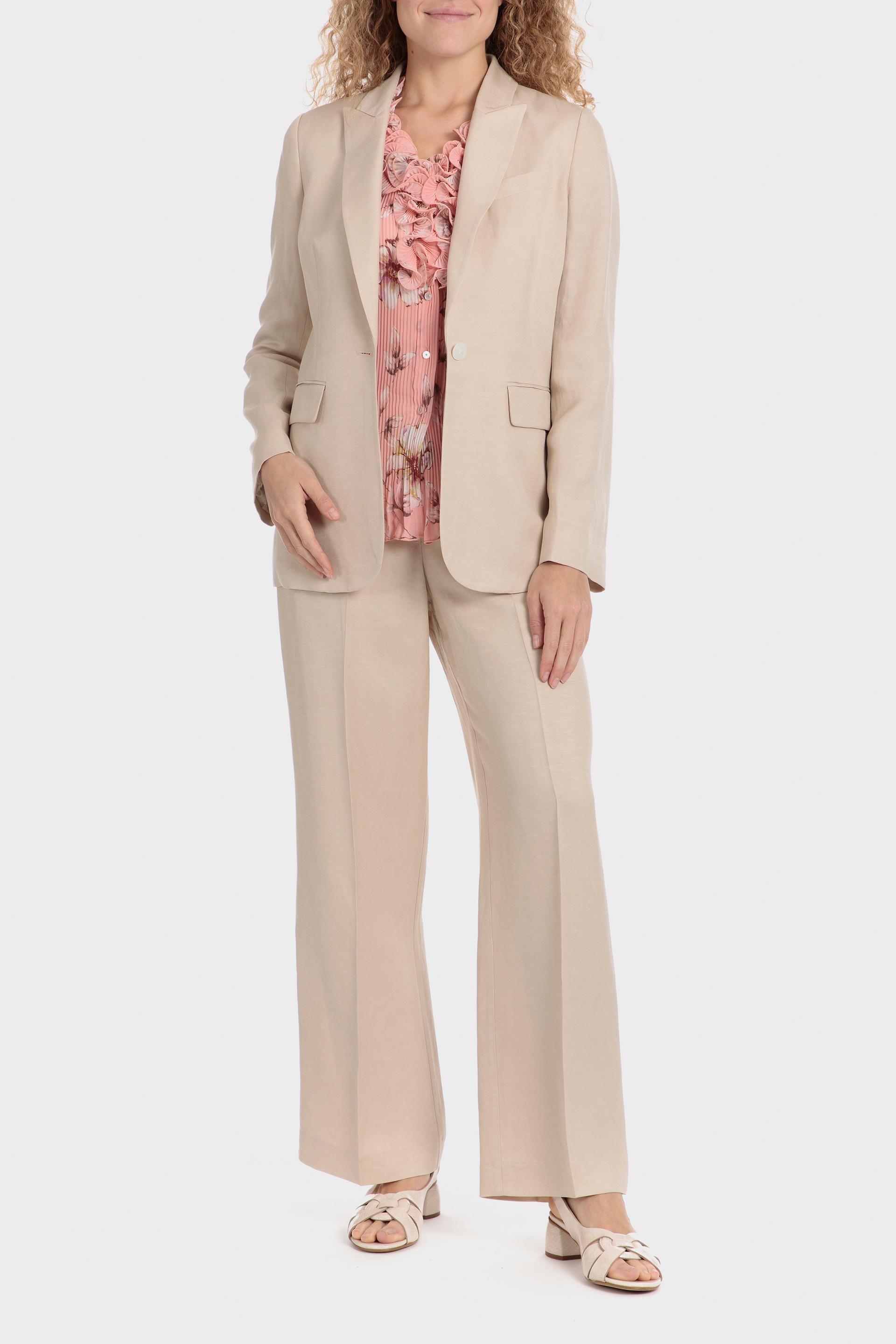 Beige Floral Single Breasted Blazer, Beige Sand, large image number 3