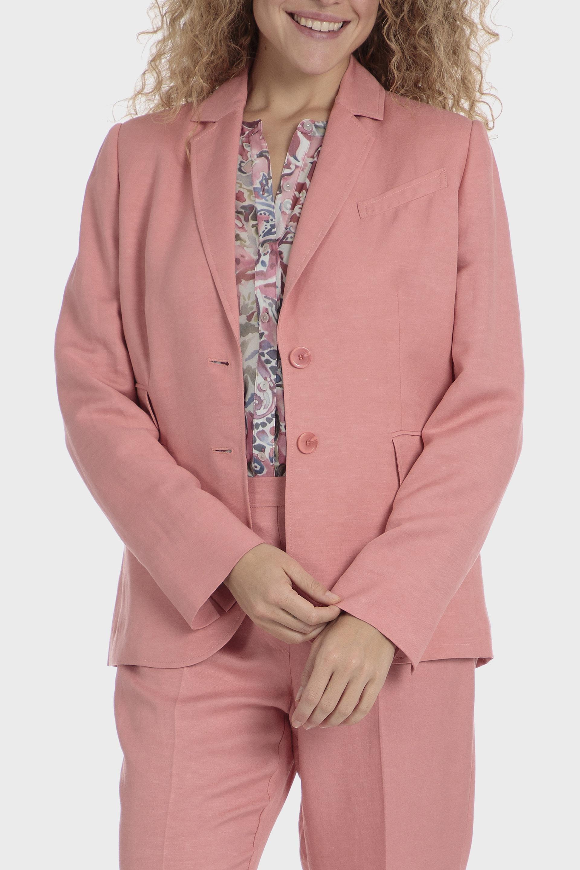Pink Plain Single Breasted Blazer, Pink, large image number 1