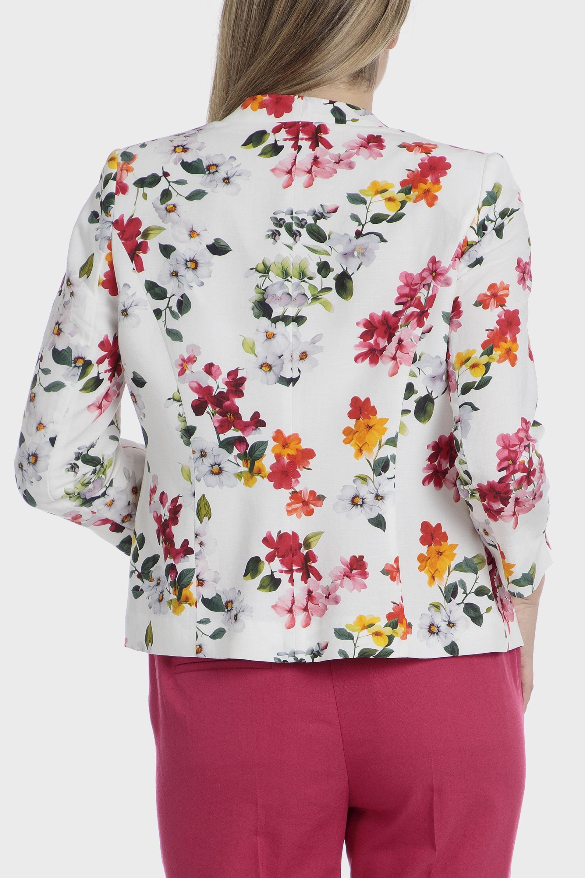 Multicolour Floral Linen Blazer, , large image number 1