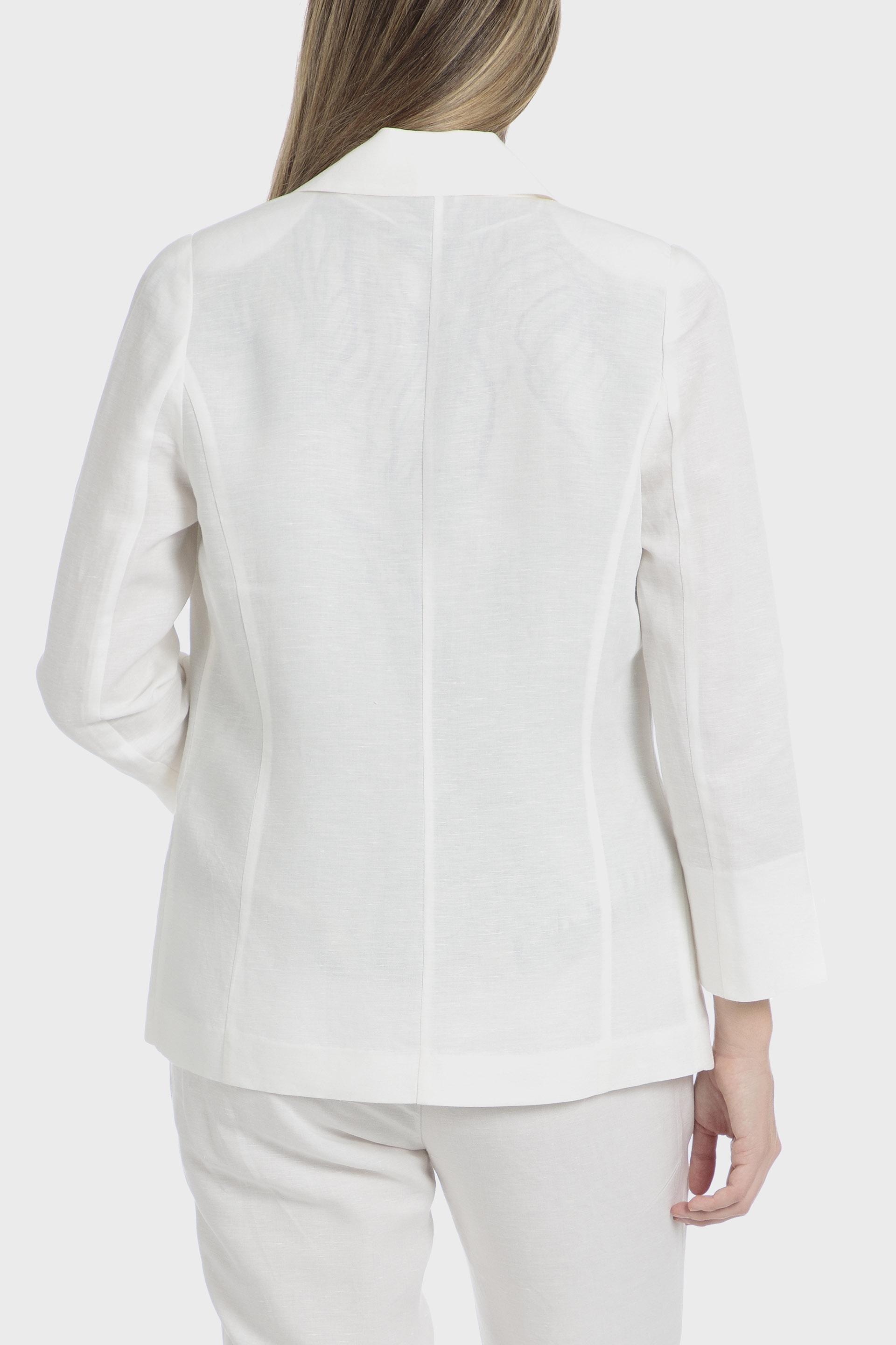 White Linen Blazer, White, medium