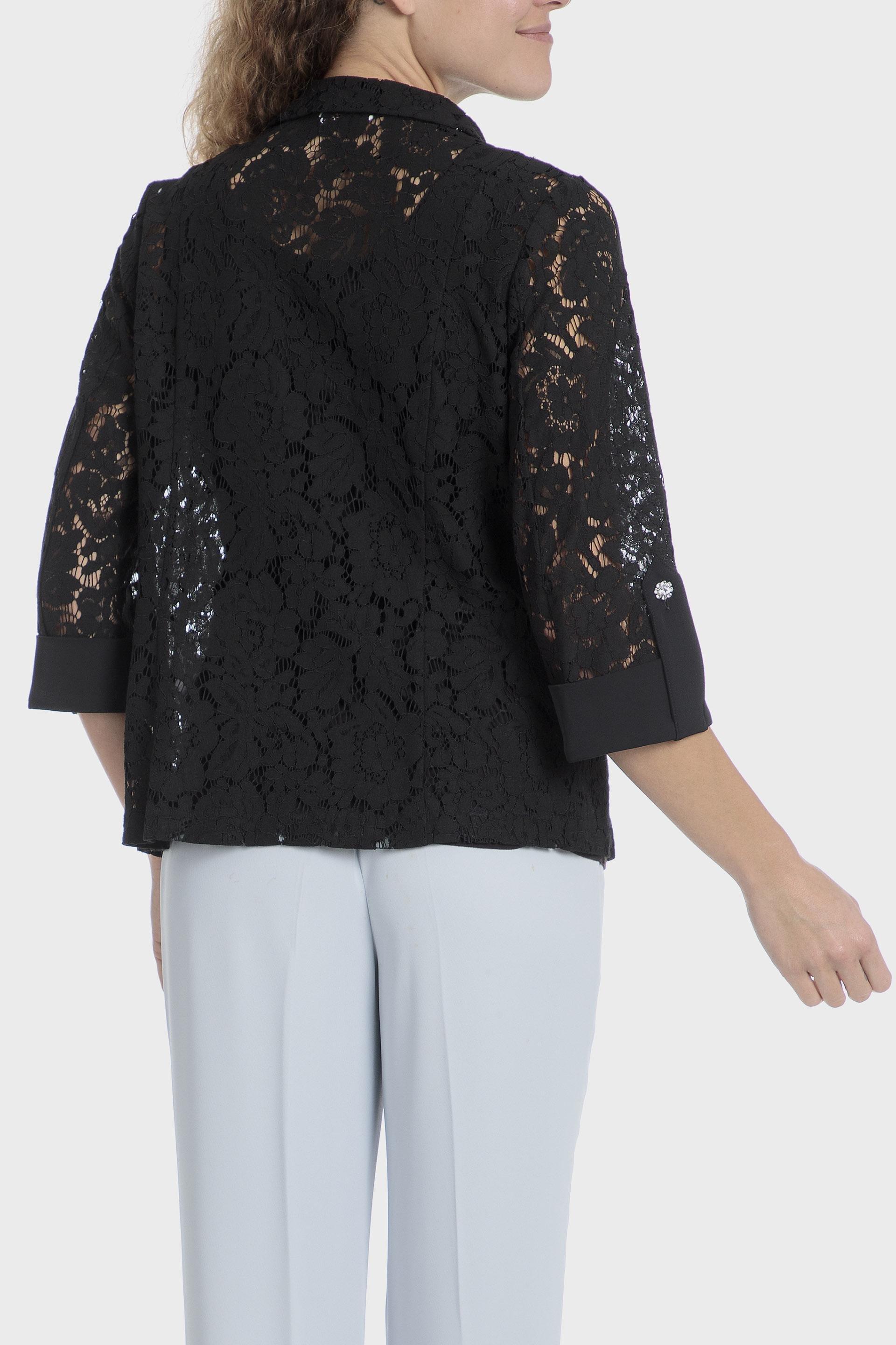 Black Crochet Single Breasted Blazer, , large image number 1