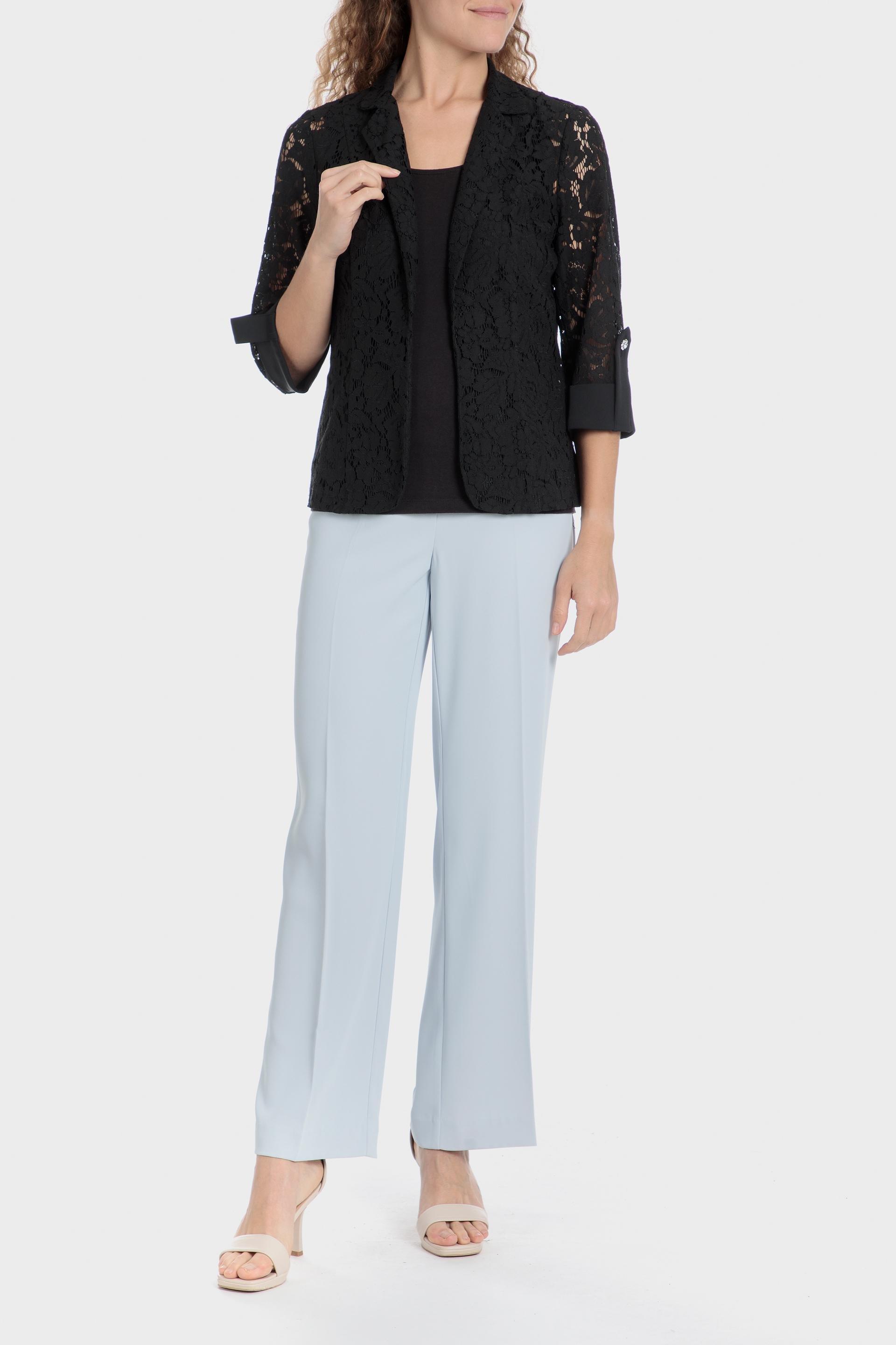 Black Crochet Single Breasted Blazer, , large image number 2