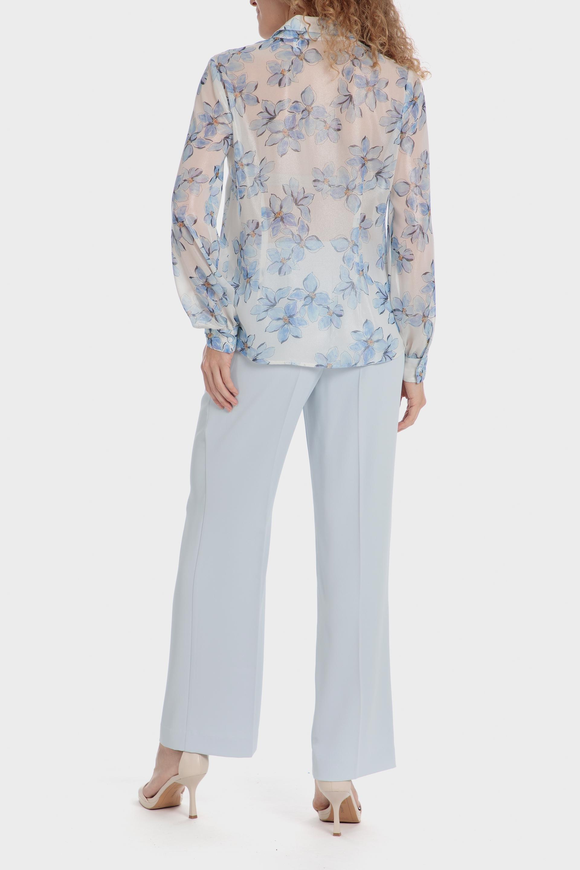 Blue Floral Sheer Shirt, 3701_250, large image number 3
