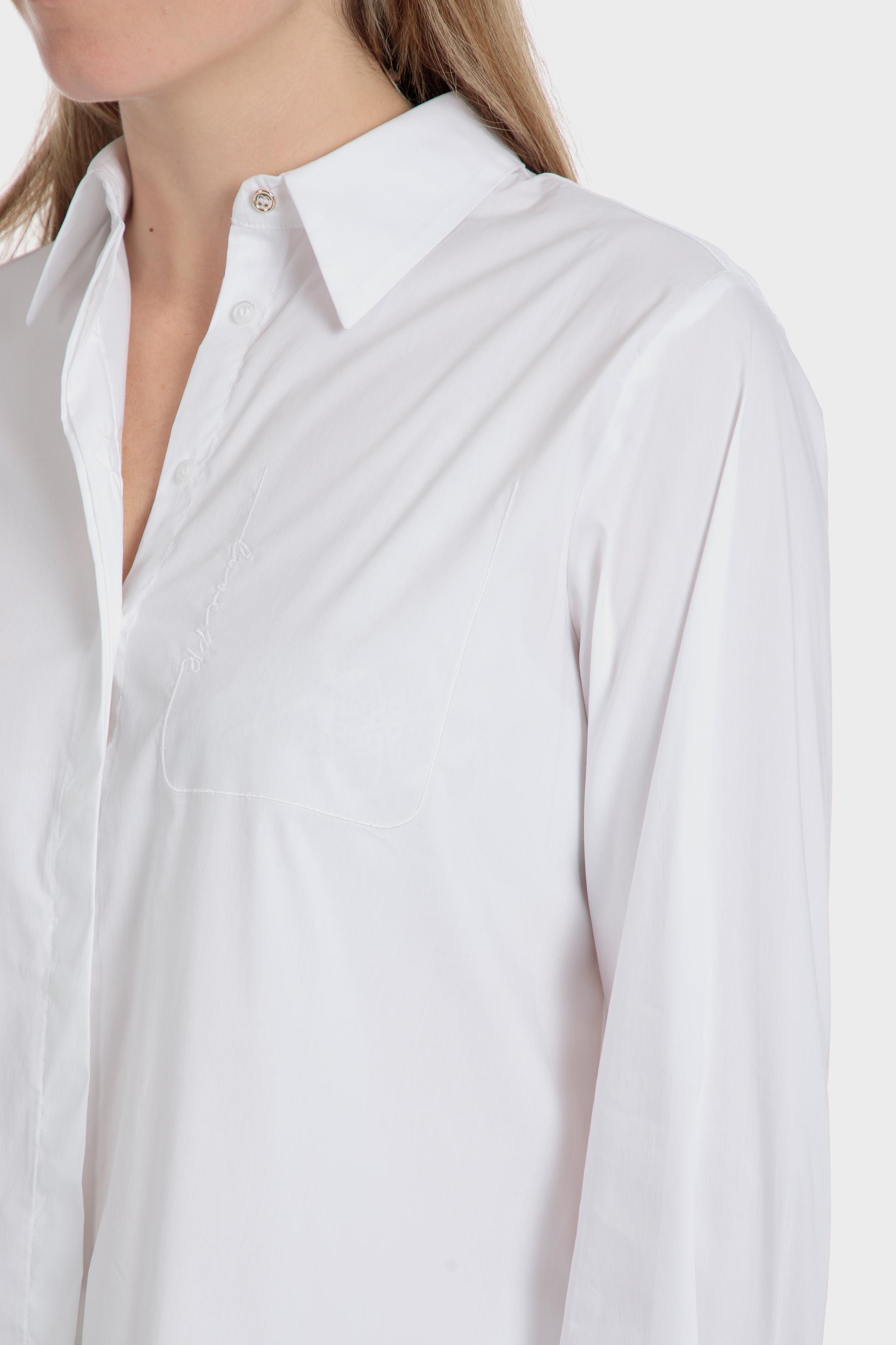 Embroidered Plain Button Down Shirt, White, medium