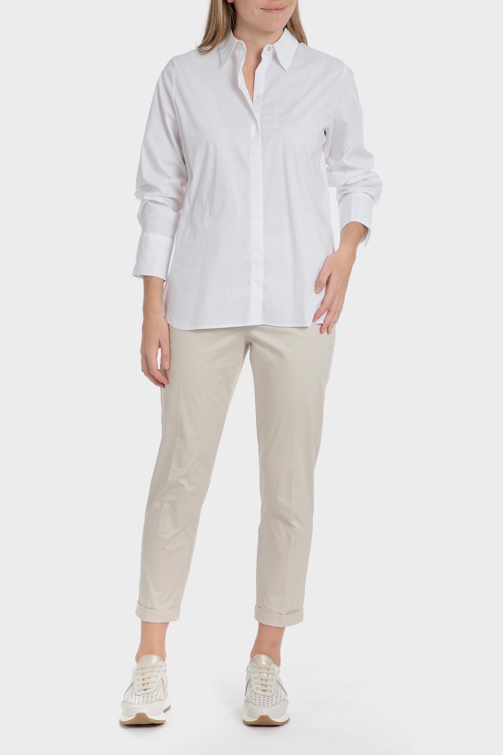 Embroidered Plain Button Down Shirt, White, medium