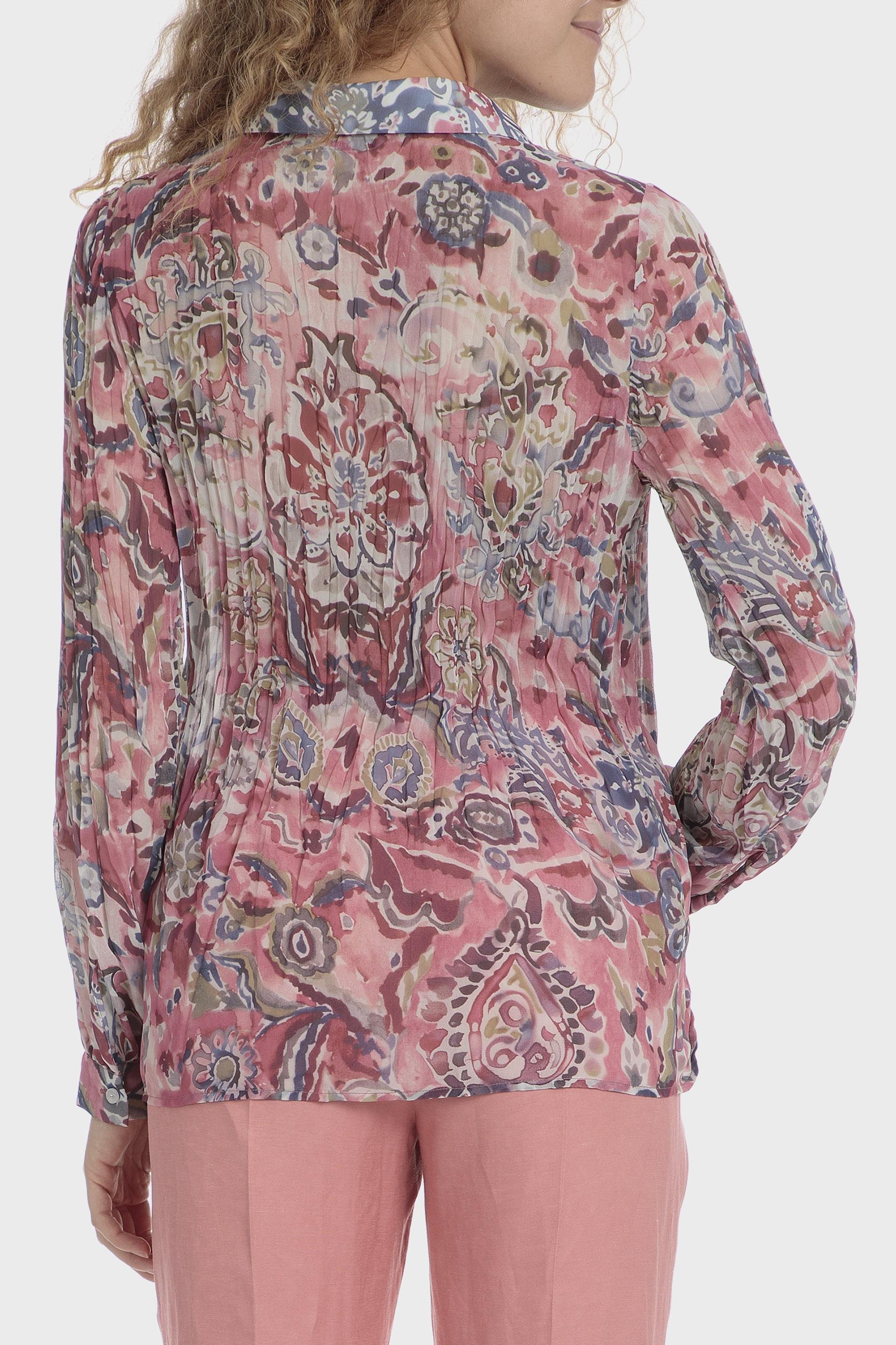 Pink Printed Pleated Shirt, 3701_112, medium