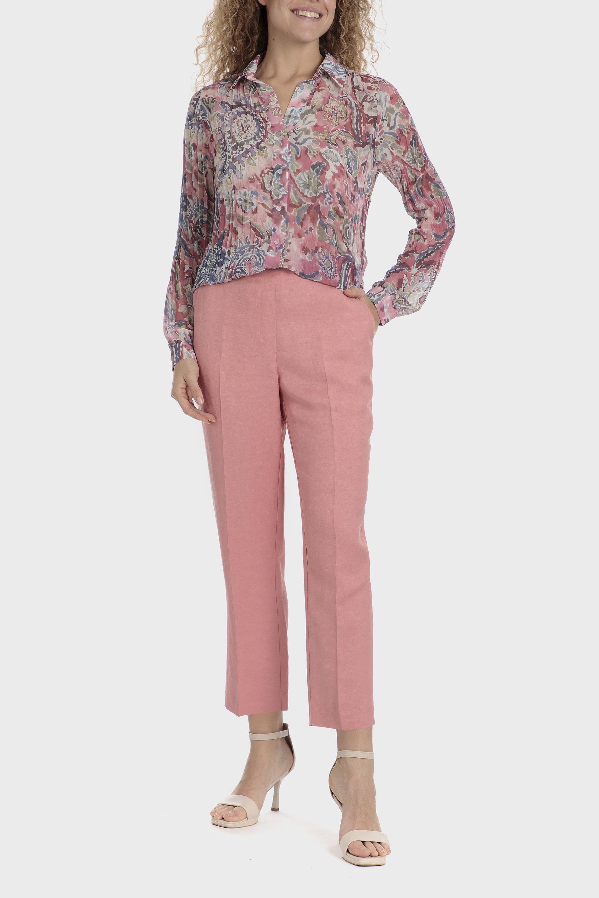 Pink Printed Pleated Shirt, 3701_112, medium