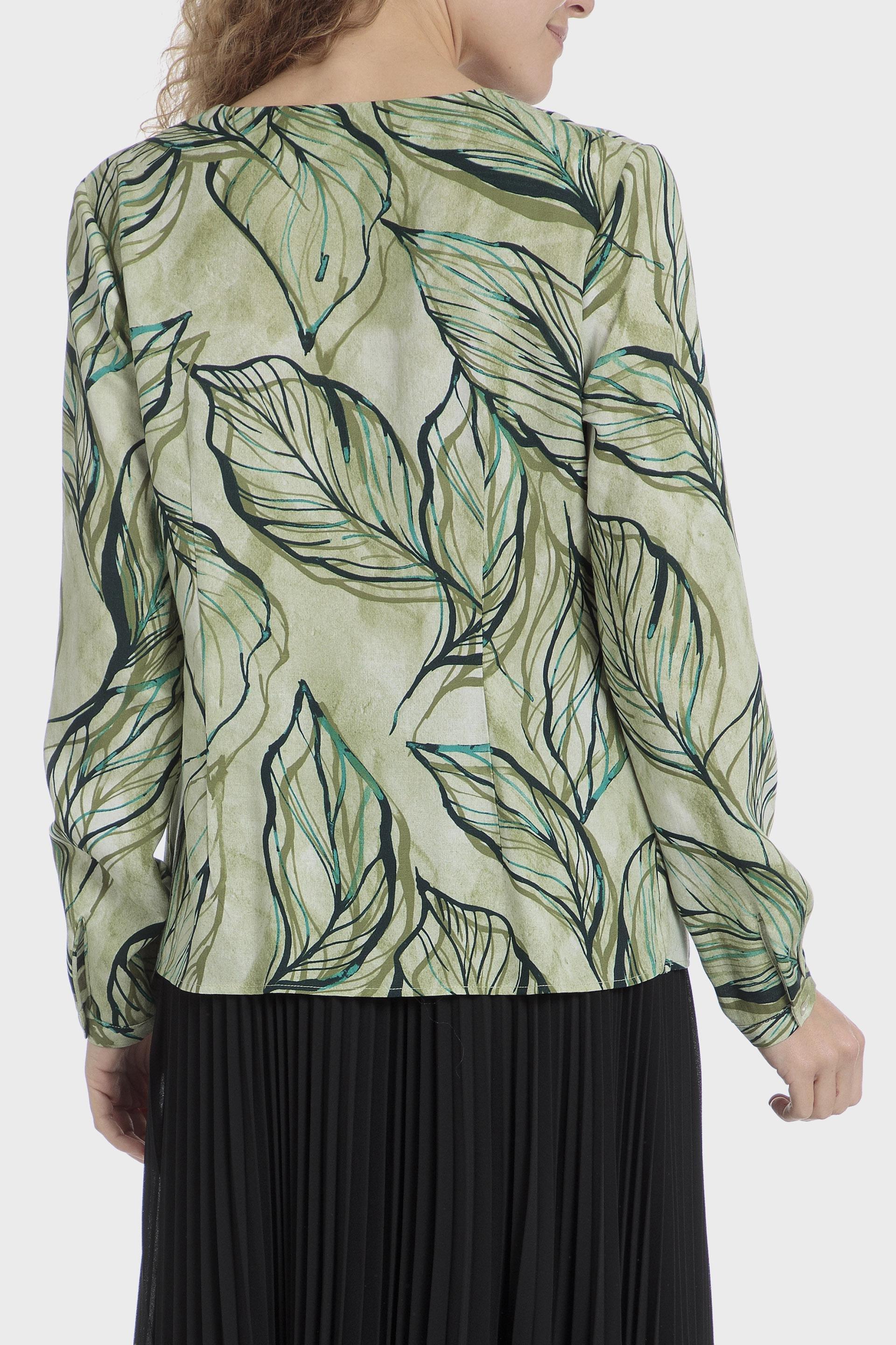 Green Printed Linen Shirt, Green Khaki, medium