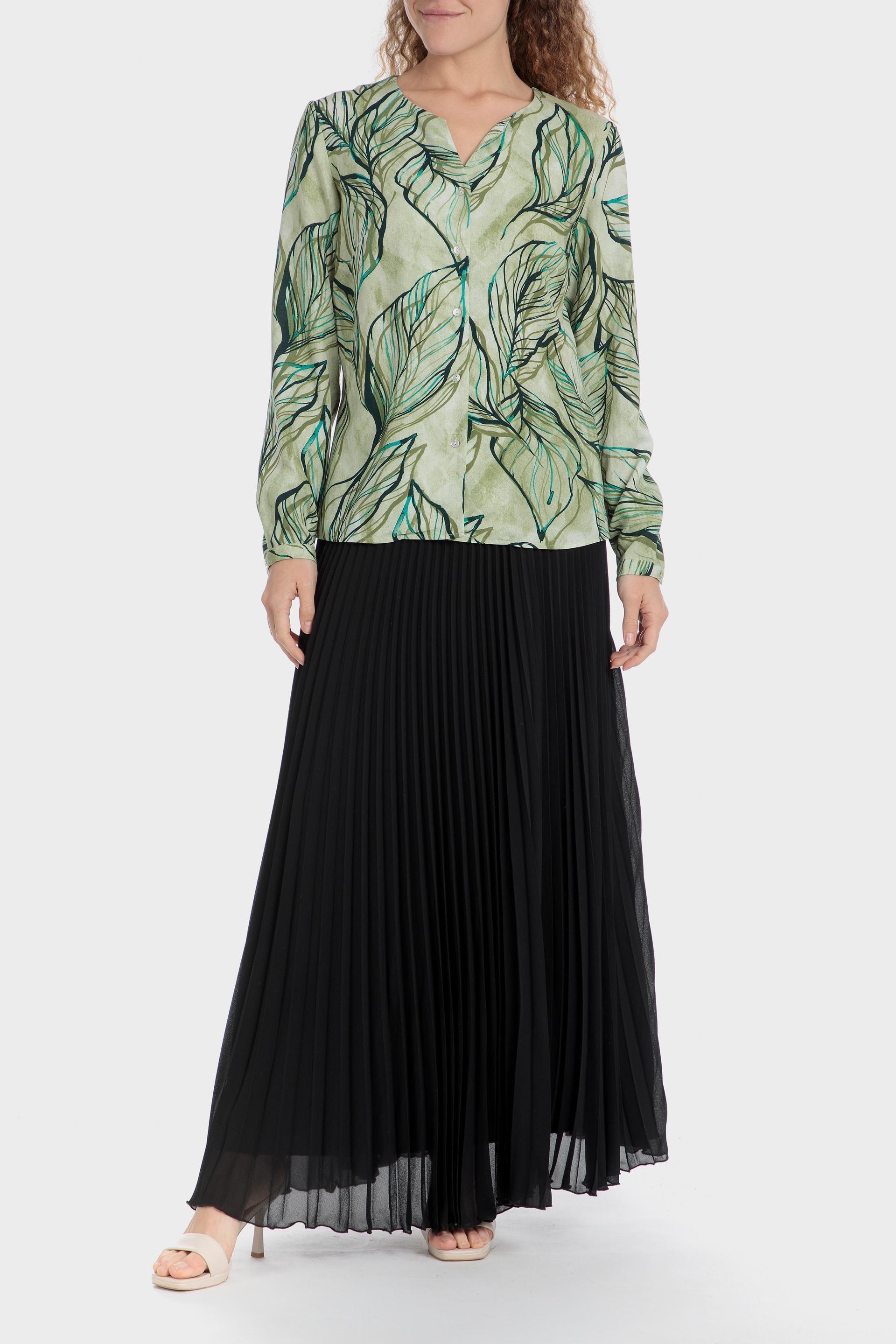 Green Printed Linen Shirt, Green Khaki, medium