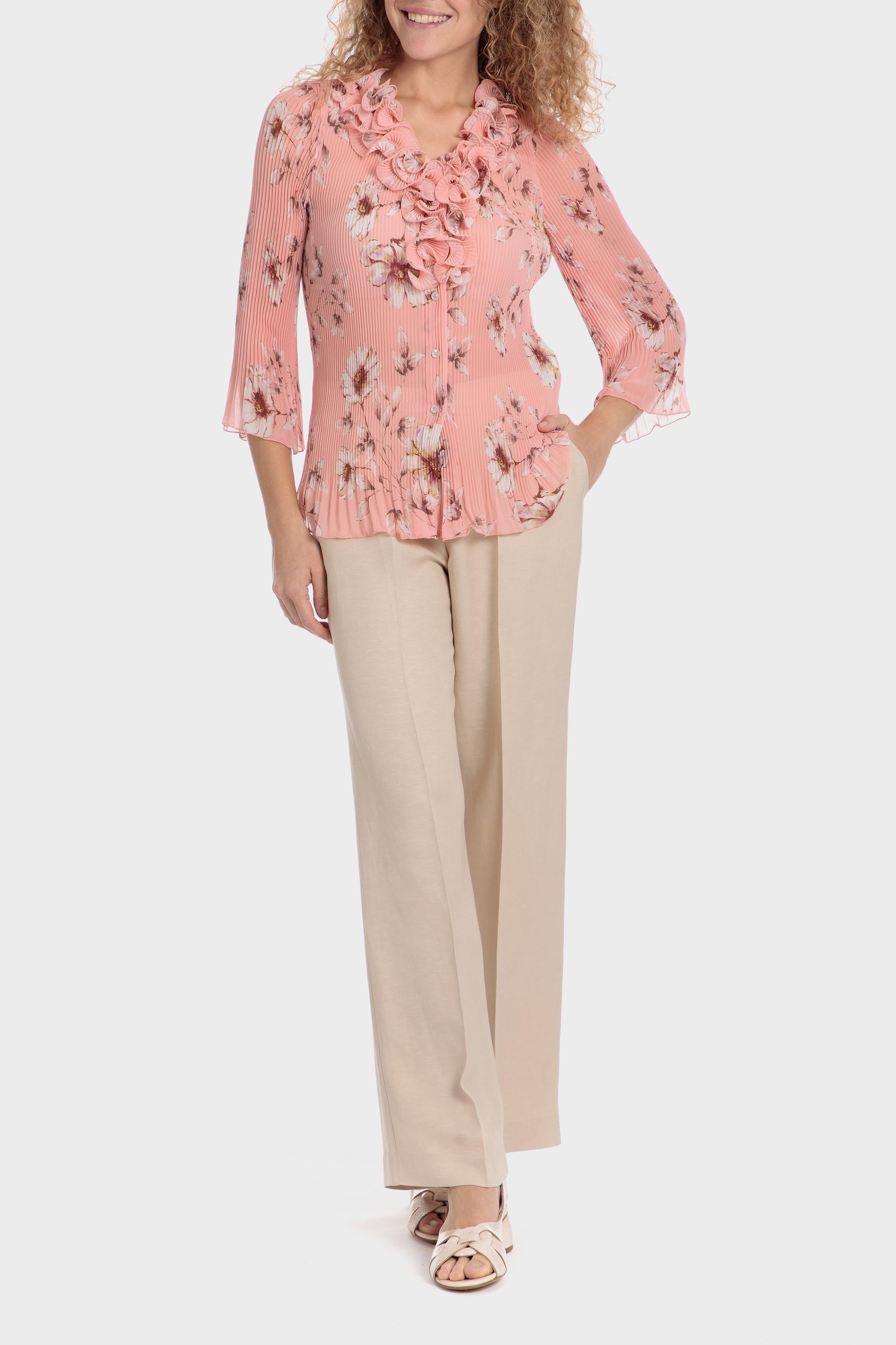 Pink Pleated Shirt With Flounces, 3701_118, medium
