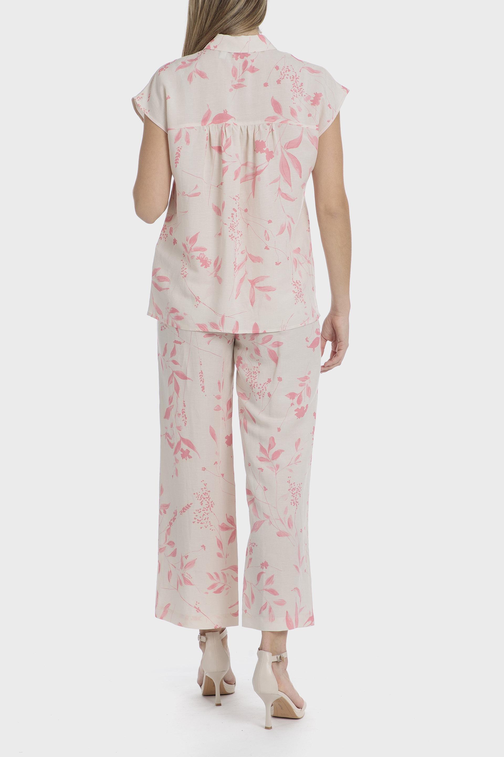 Pink Floral Linen Shirt, Pink Salmon, large image number 3