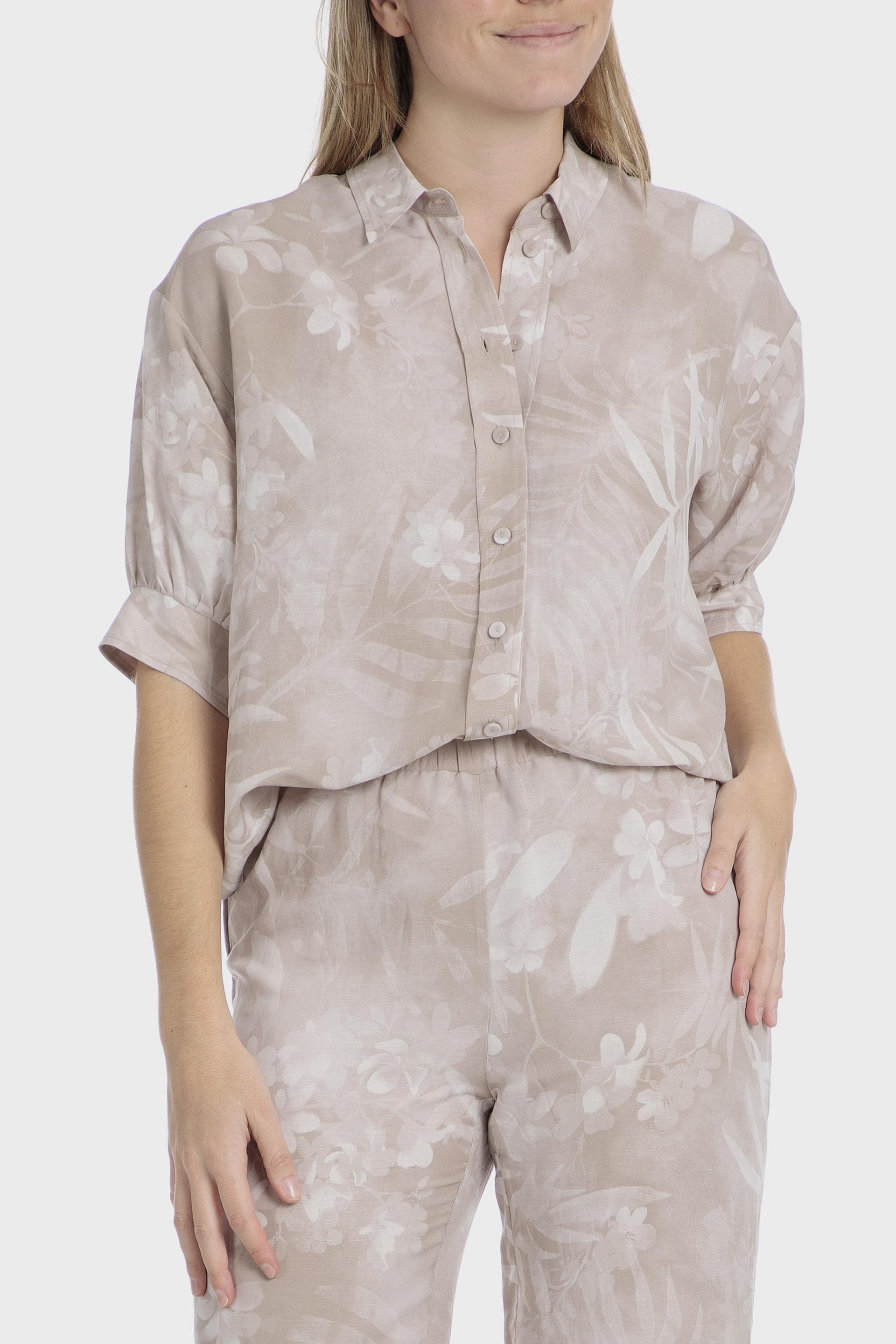 Beige Patterned Shirt, , large image number 0