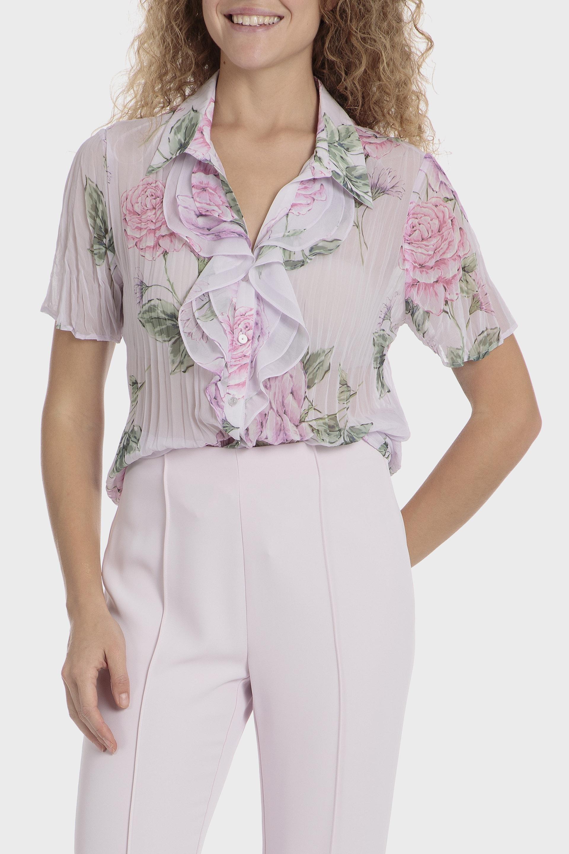 Pink Printed Pleated Shirt, , large image number 0