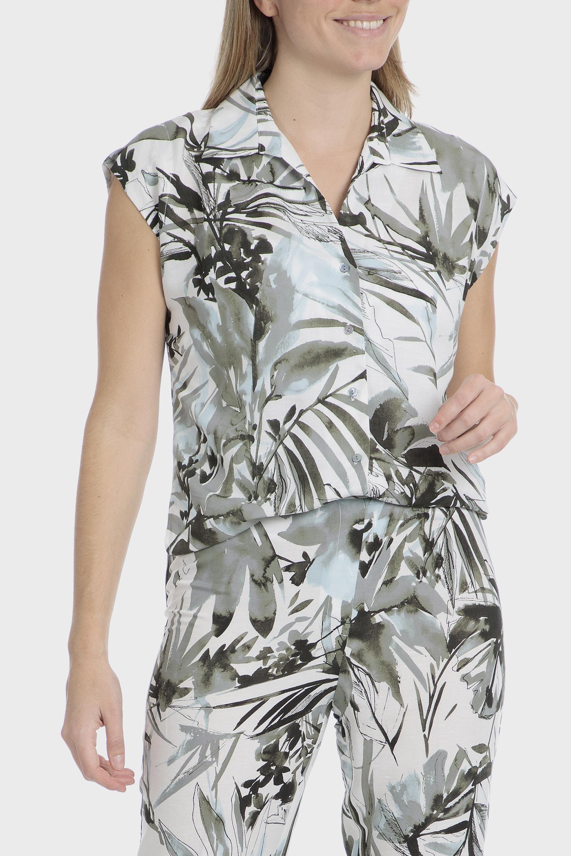 Multicolour Printed Linen Shirt, 3701_316, medium