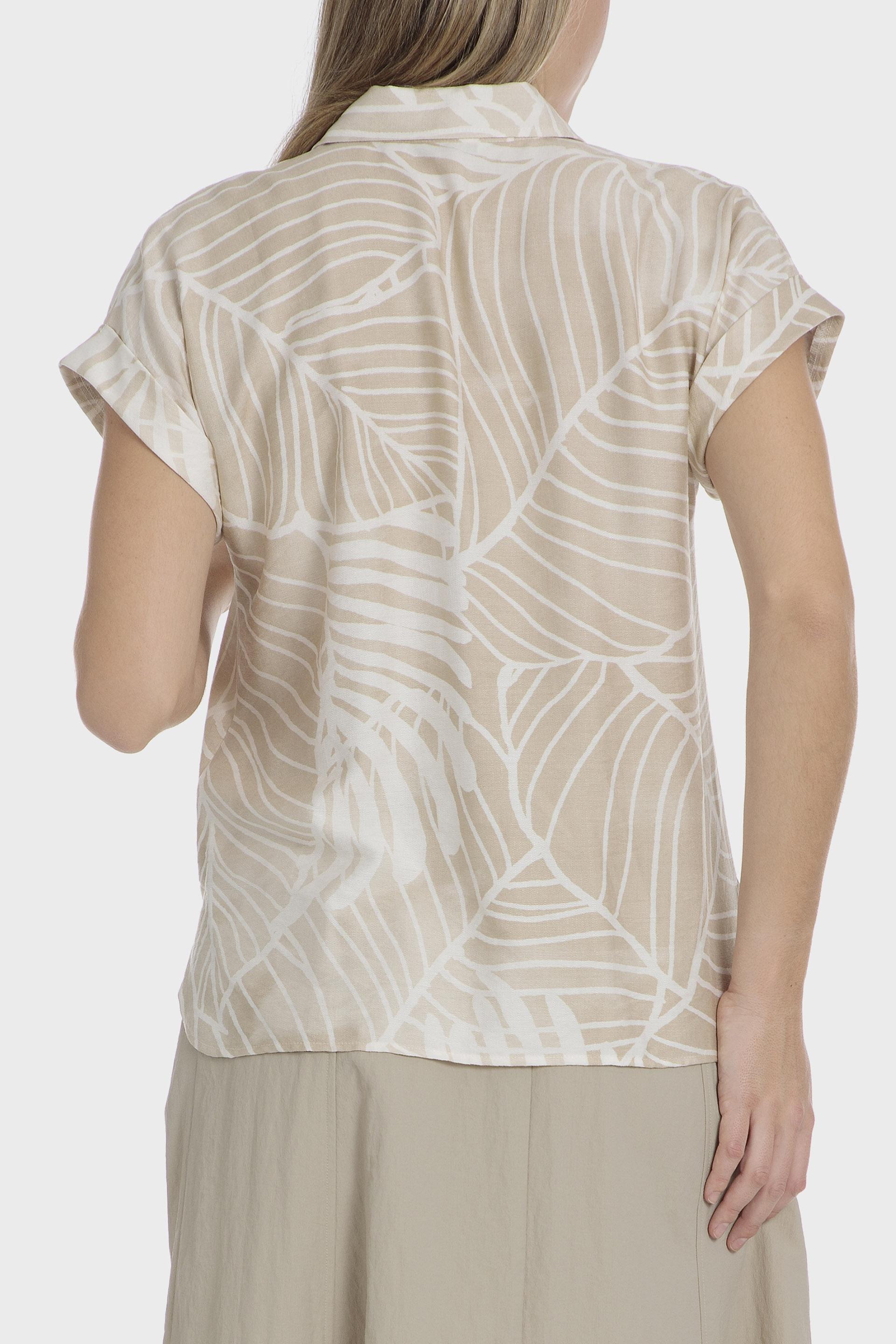 بلوزة بياقة وطبعة، بيج, 3701_126, large image number 1