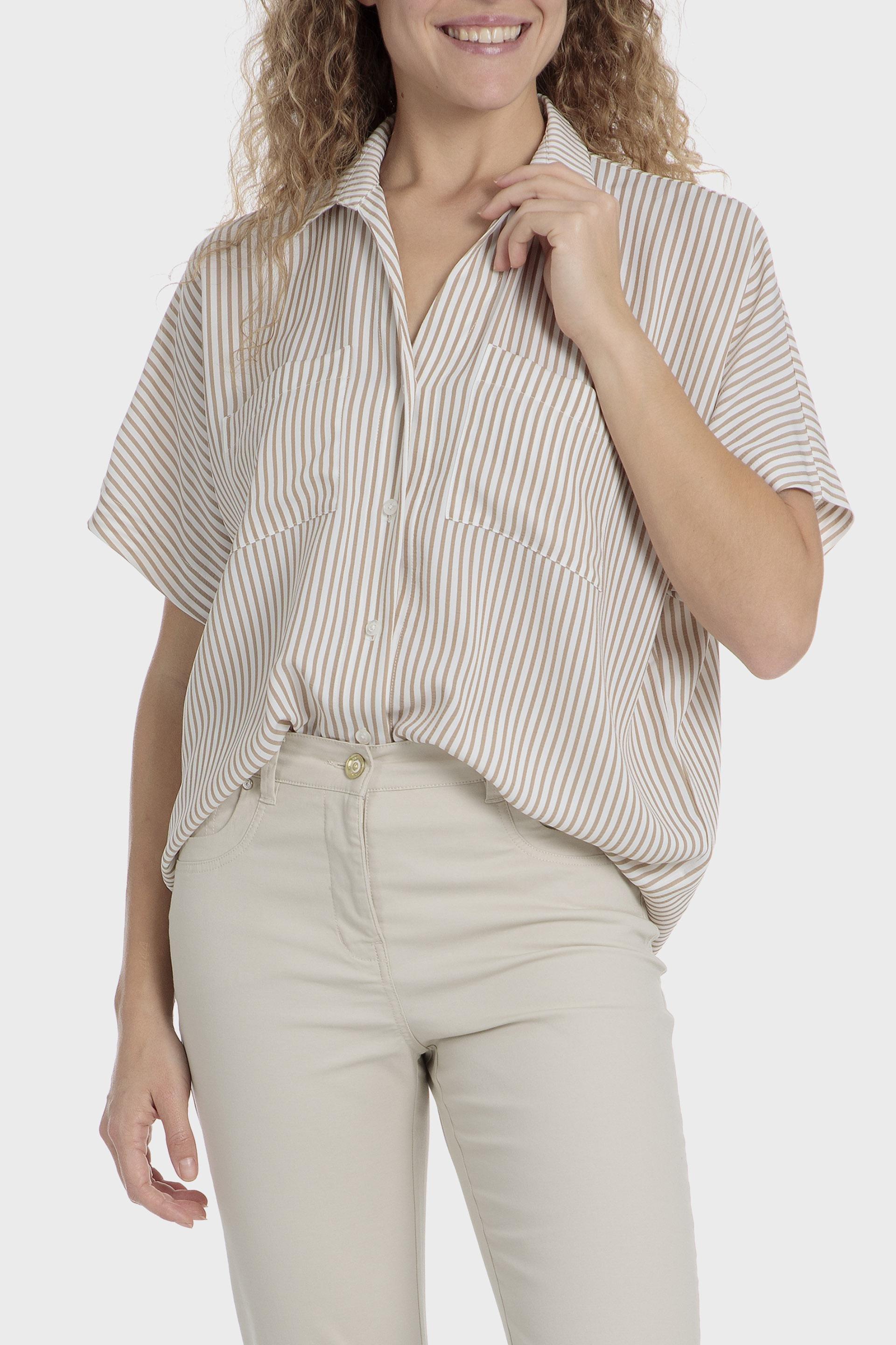 Striped Button Down Shirt, Beige Sand, medium