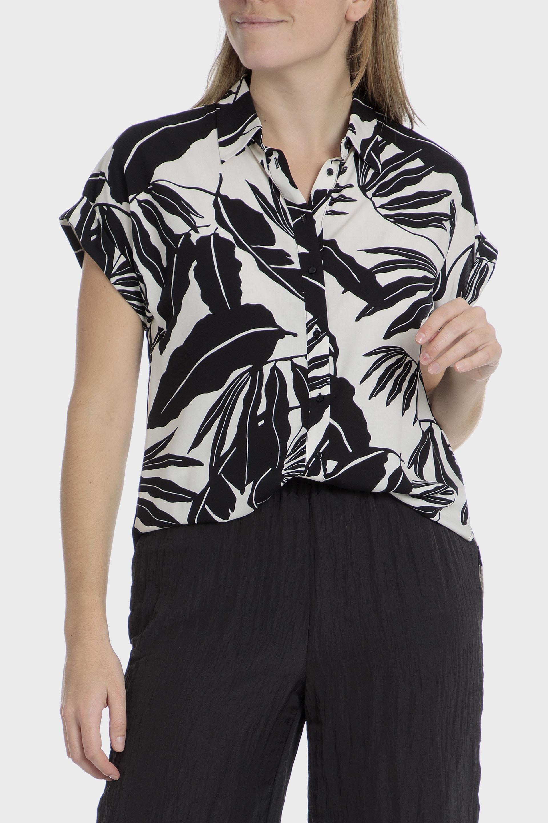 Black Leaf Printed Shirt, , medium