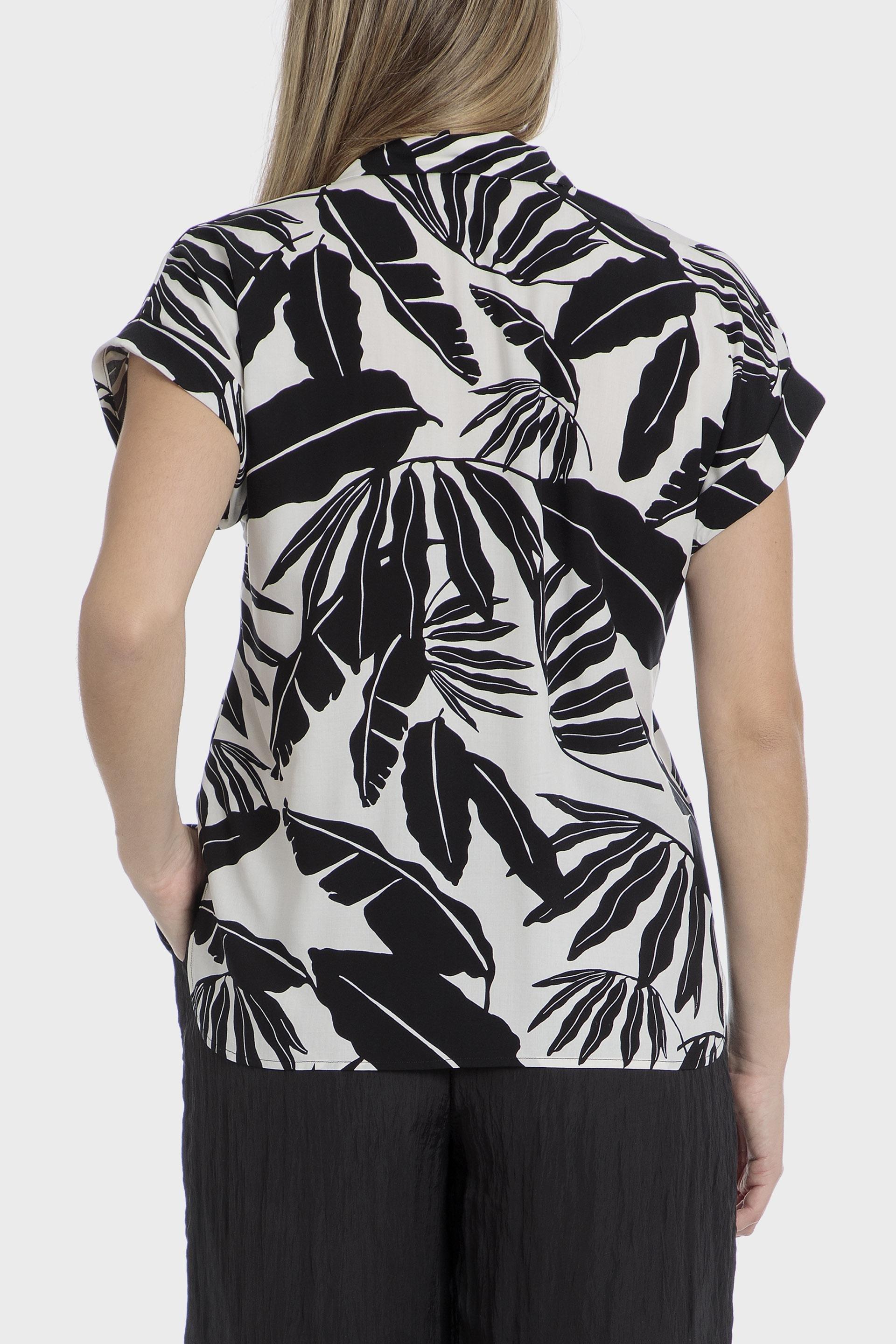Black Leaf Printed Shirt, , large image number 1