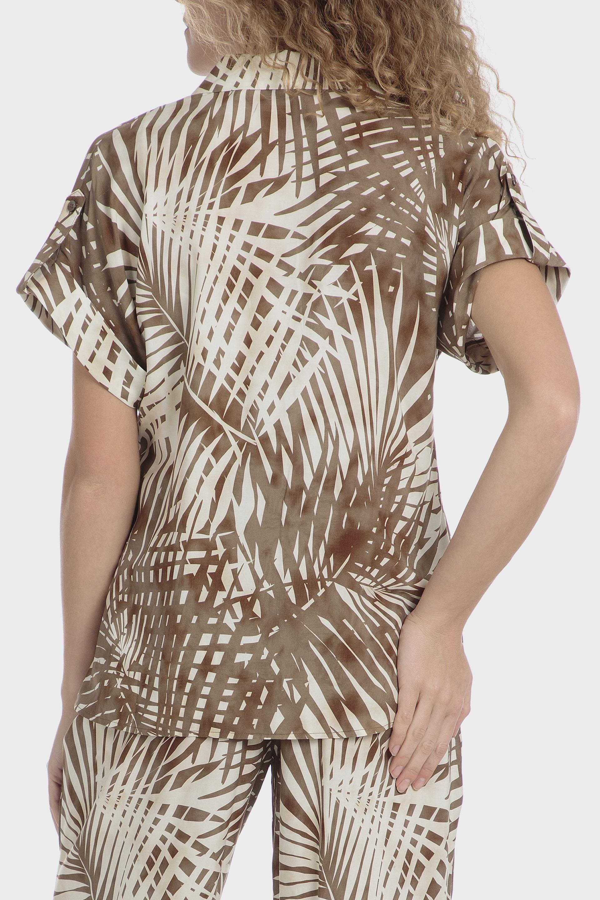 Brown Tropical Print Shirt, Brown Walnut, medium