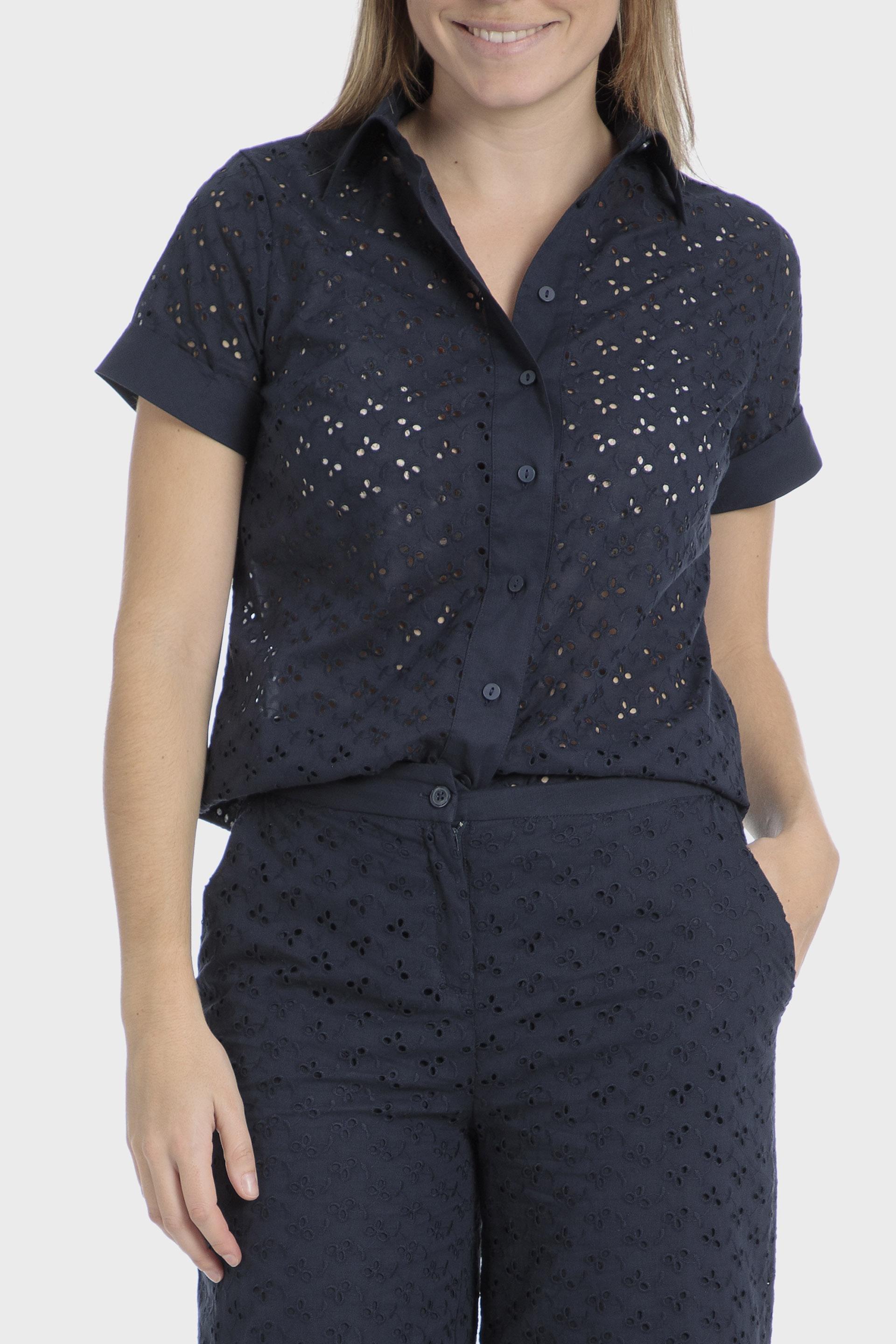 Navy Embroidered Shirt, , large image number 0