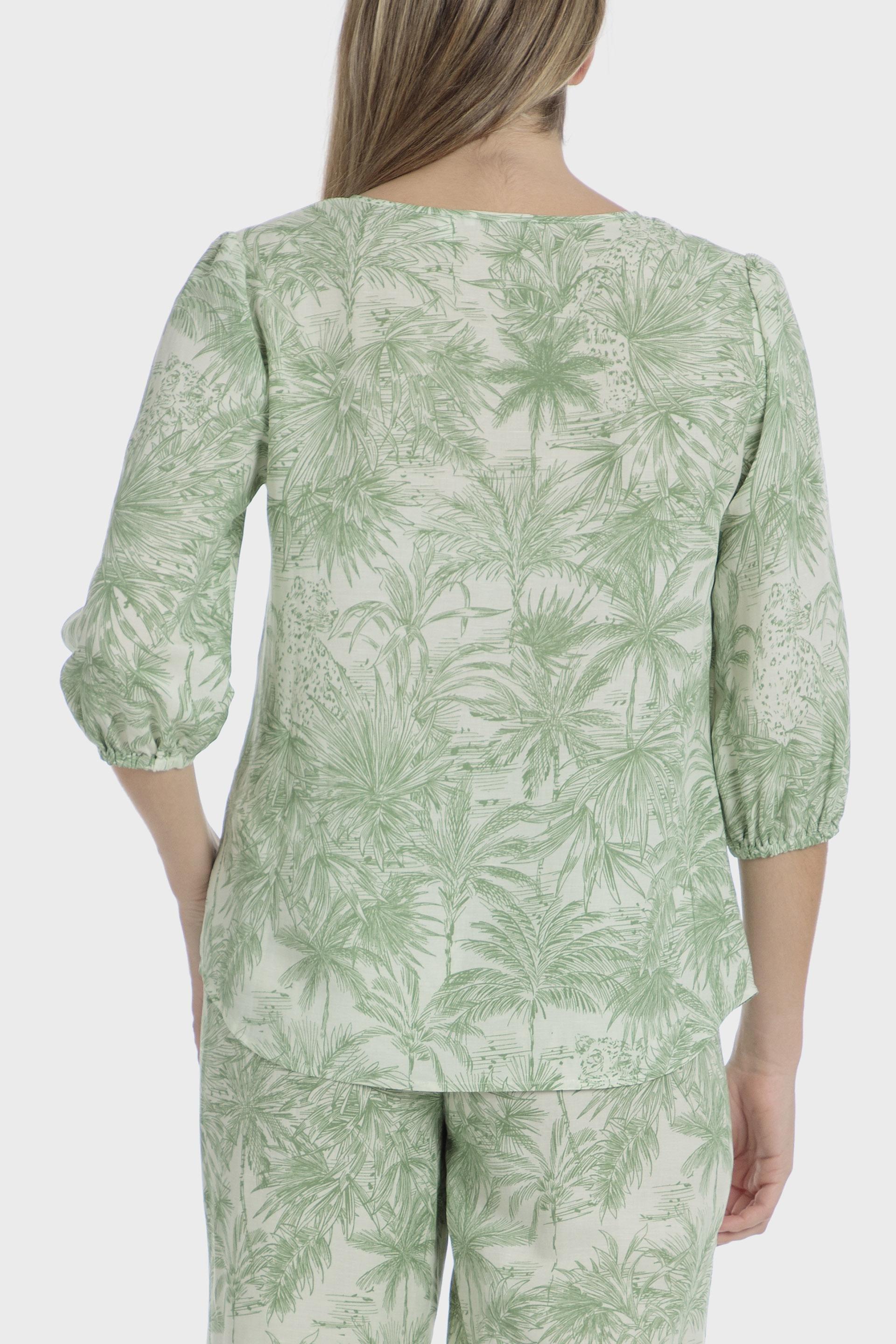 Green Printed Blouse, , large image number 1