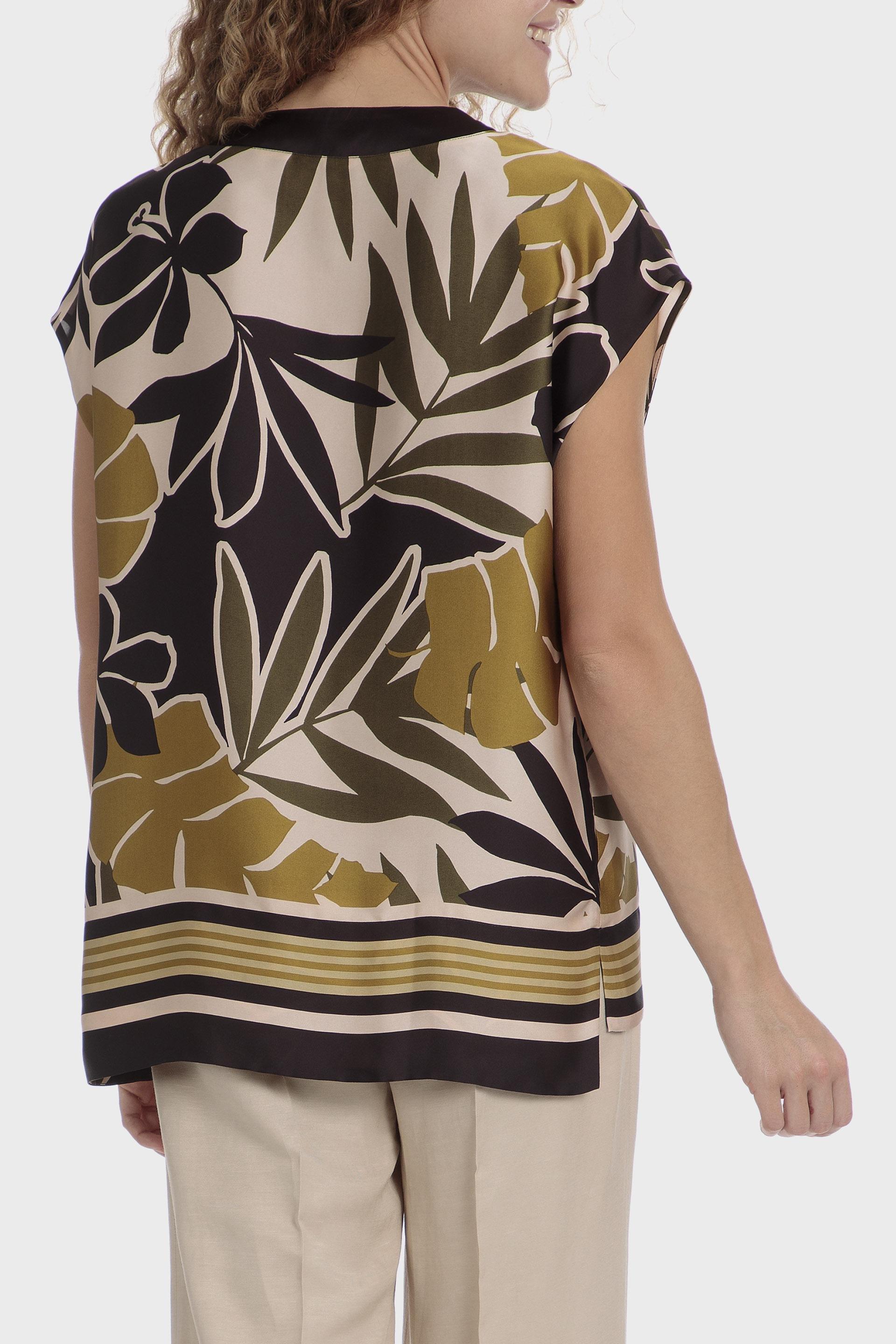 Floral V-Neck Blouse, Beige Sand, large image number 1