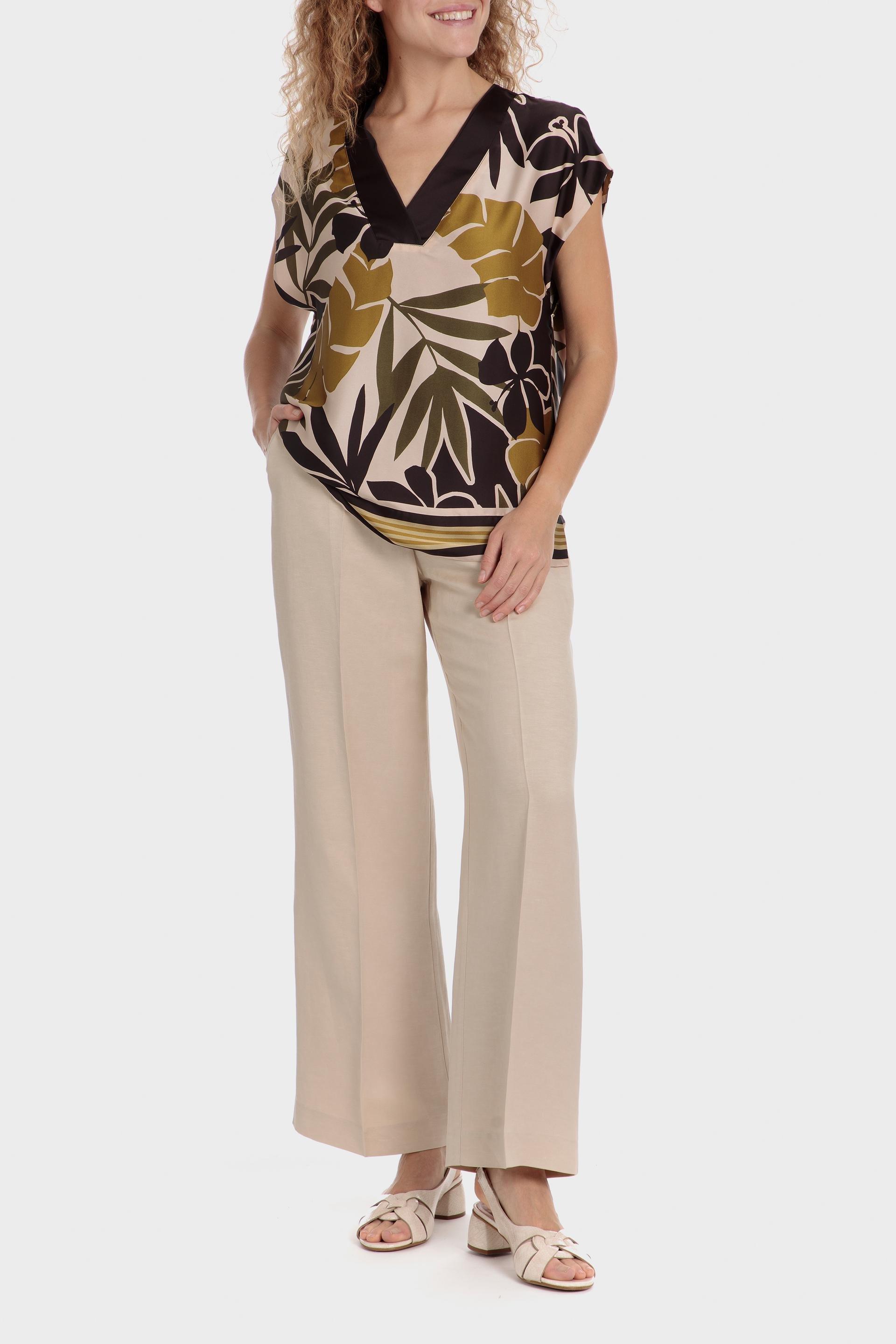 Floral V-Neck Blouse, Beige Sand, large image number 2