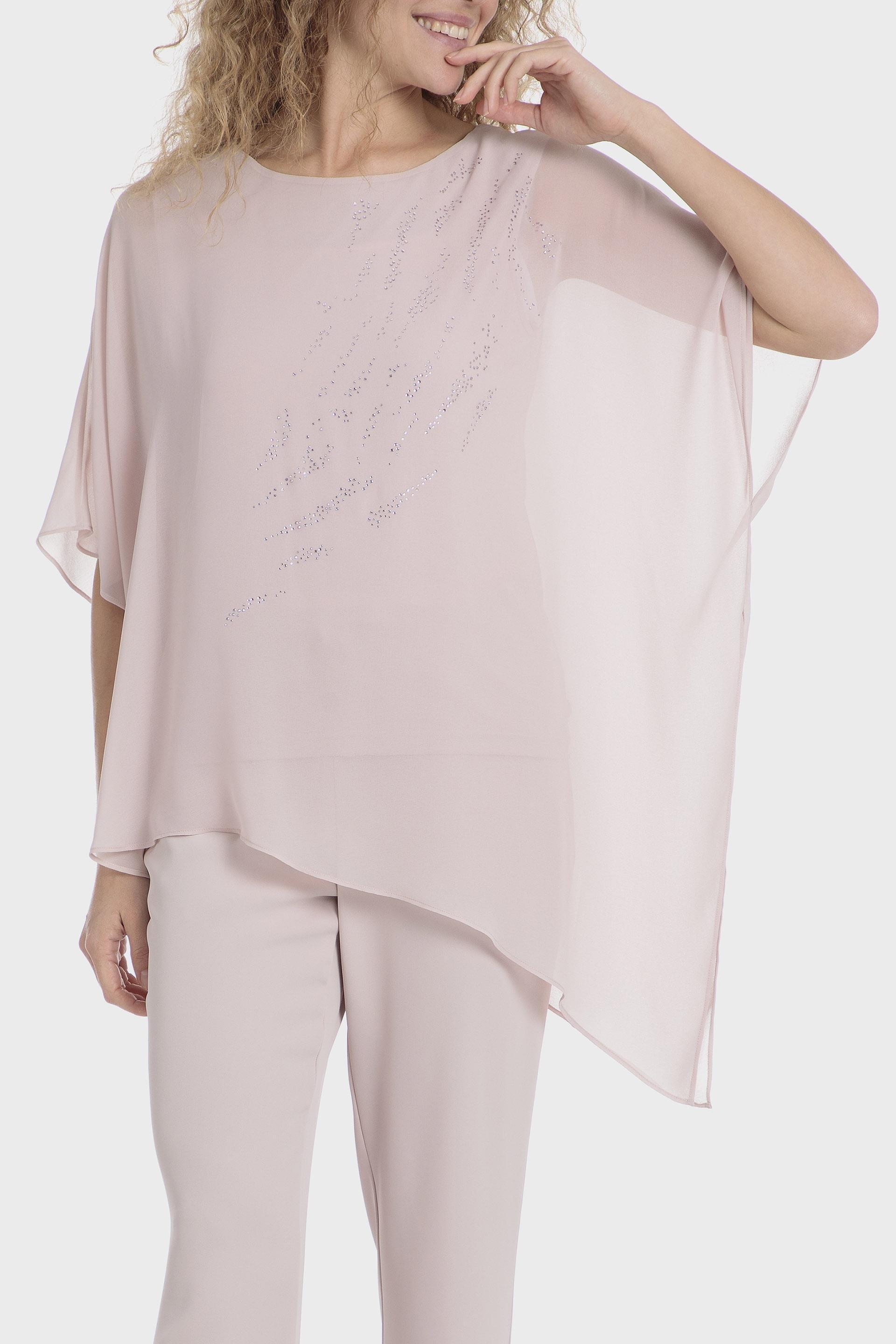 بلوزة بتصميم غير متماثل، وردي, Pink Powder, medium