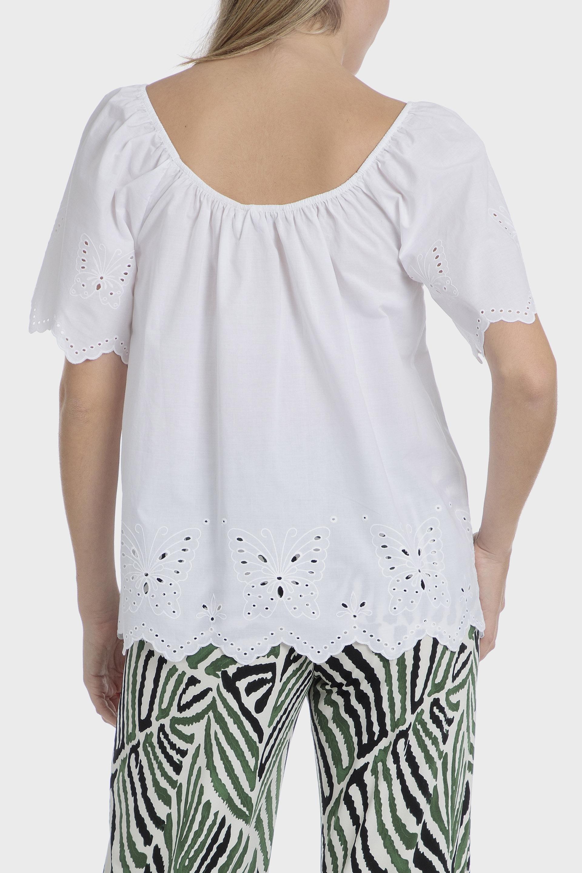 بلوزة مطرزة، أبيض, White, medium