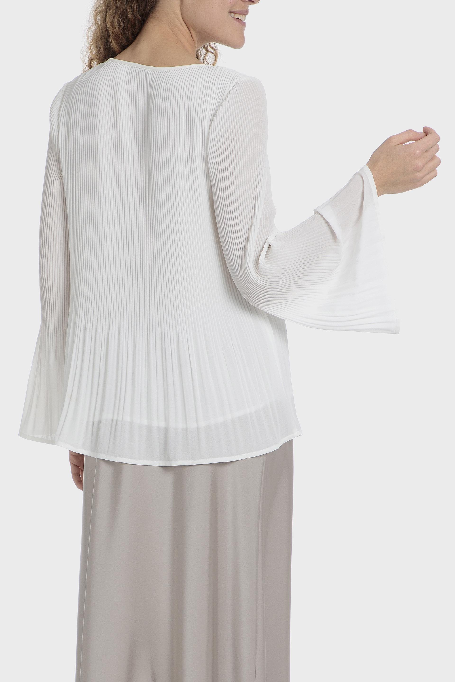 White Pleated Loose Fitting Blouse, , large image number 2