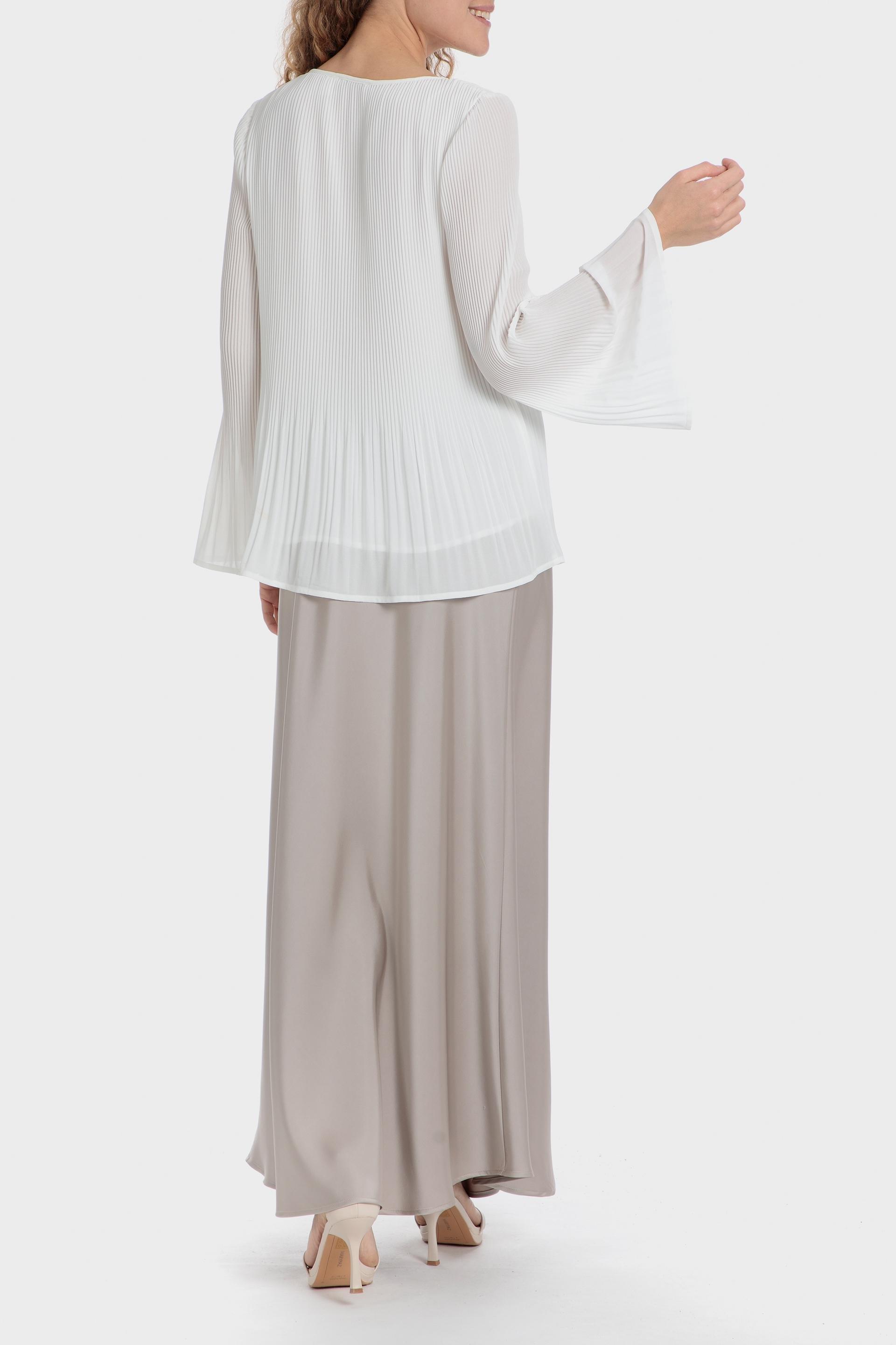 White Pleated Loose Fitting Blouse, , large image number 7