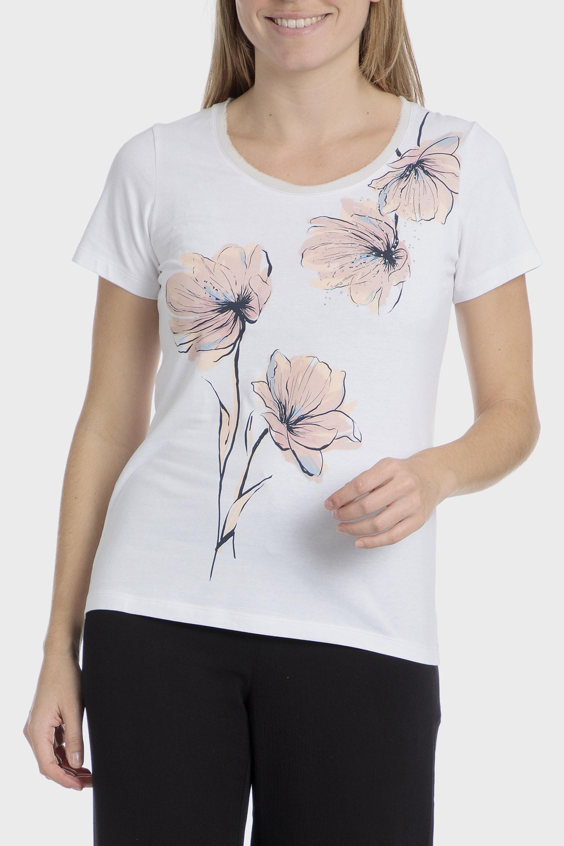 White Printed T-Shirt, , large image number 0