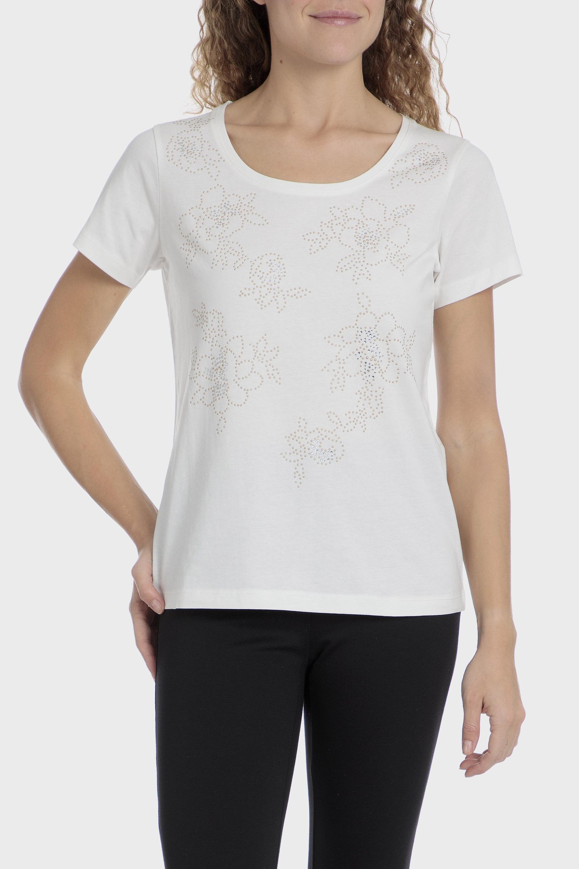 White Studded T-Shirt, 3701_232, medium