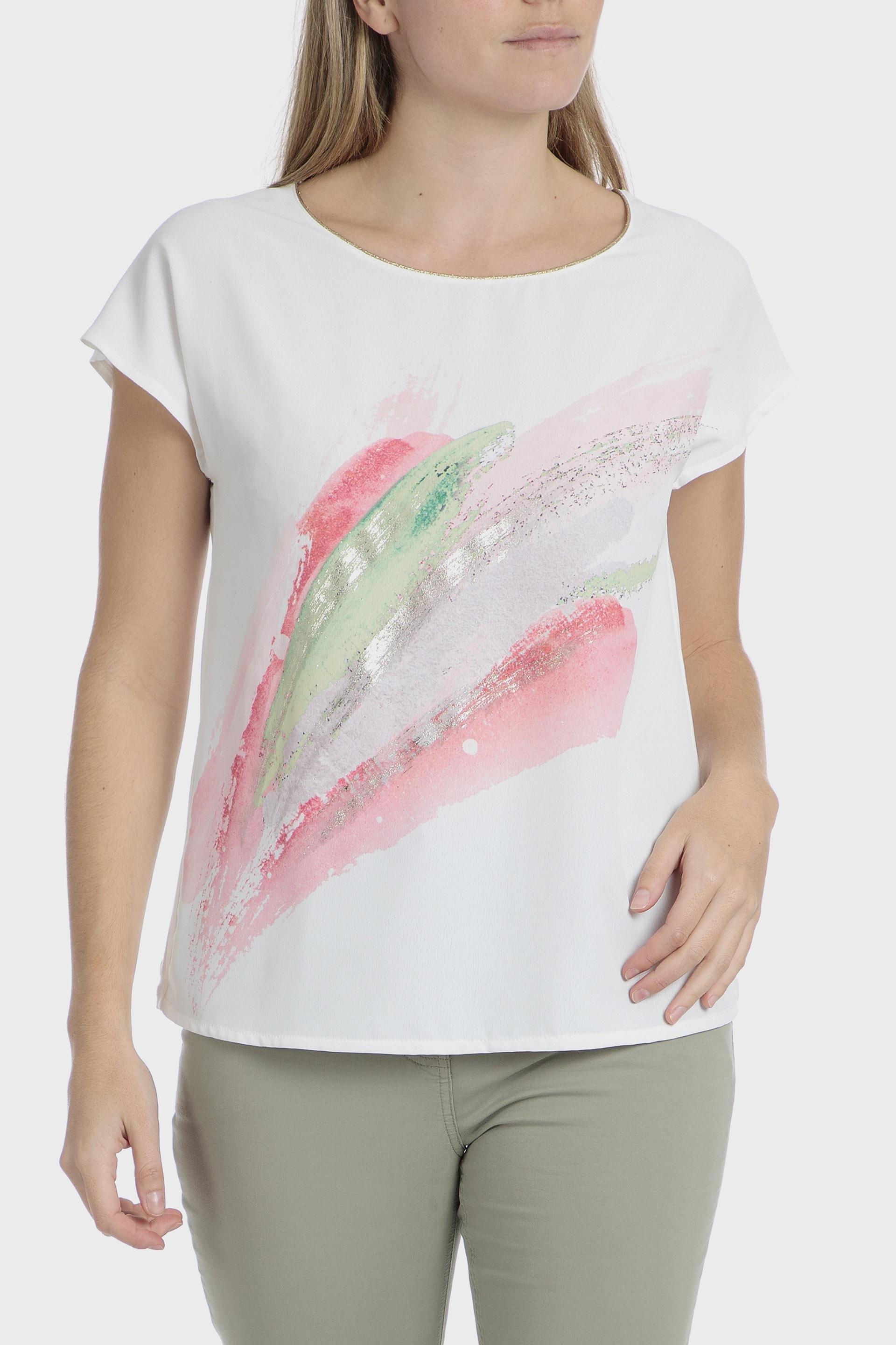 White Abstract Bohemian T-Shirt, , medium