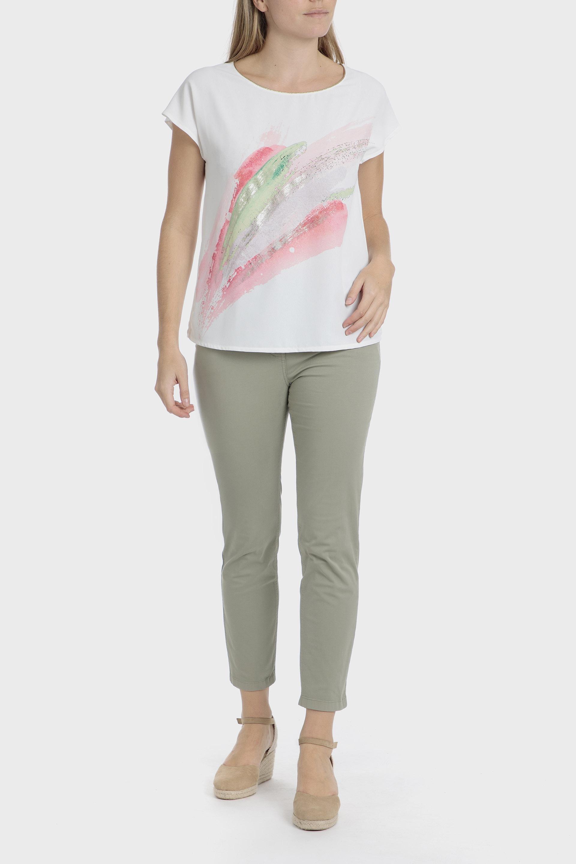 White Printed T-Shirt, Beige Talc, large image number 2