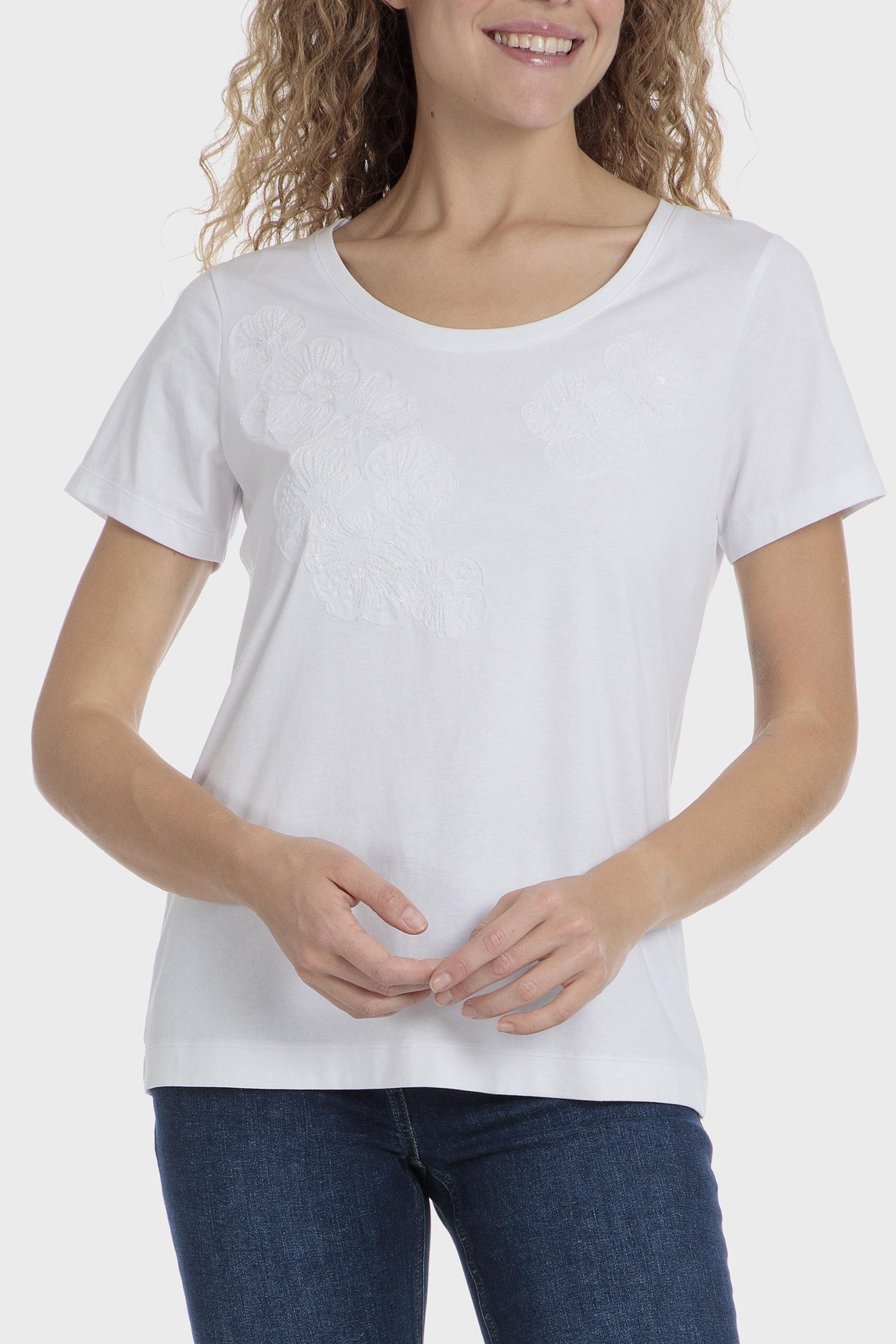 White Embroidered T-Shirt, , large image number 0