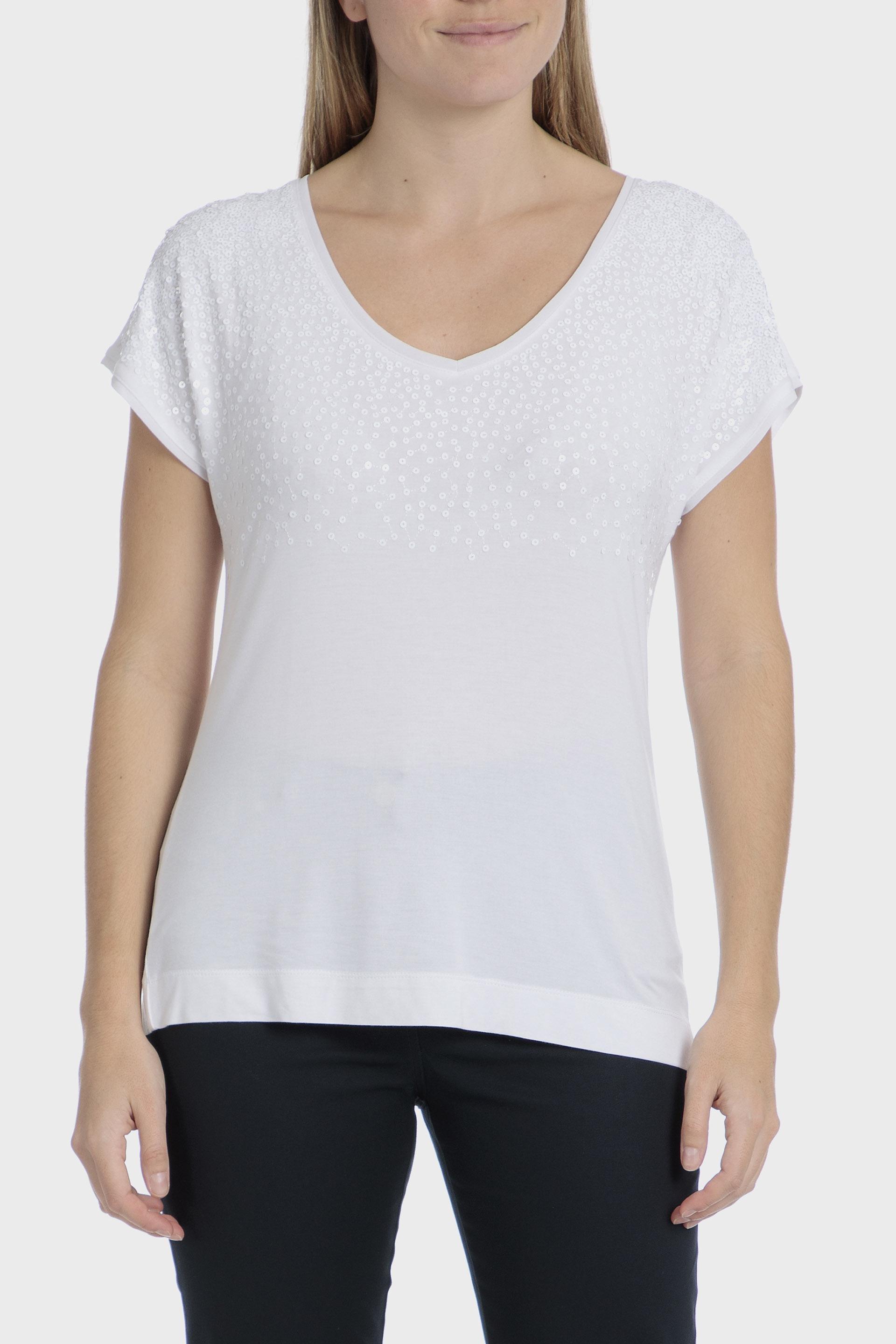 تيشيرت بتفاصيل معدنية، أبيض, White, large image number 0