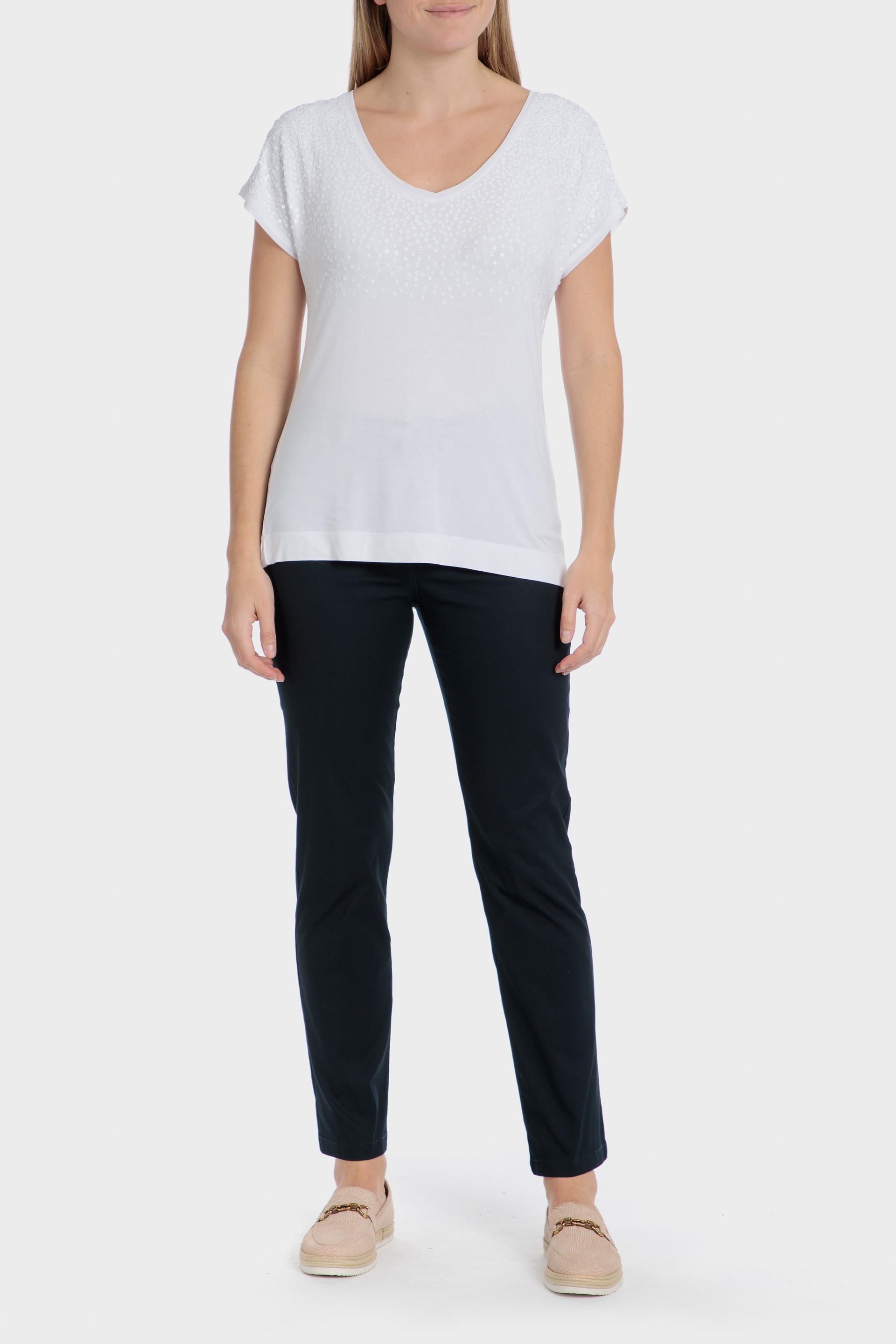White Sequins T-Shirt, White, medium