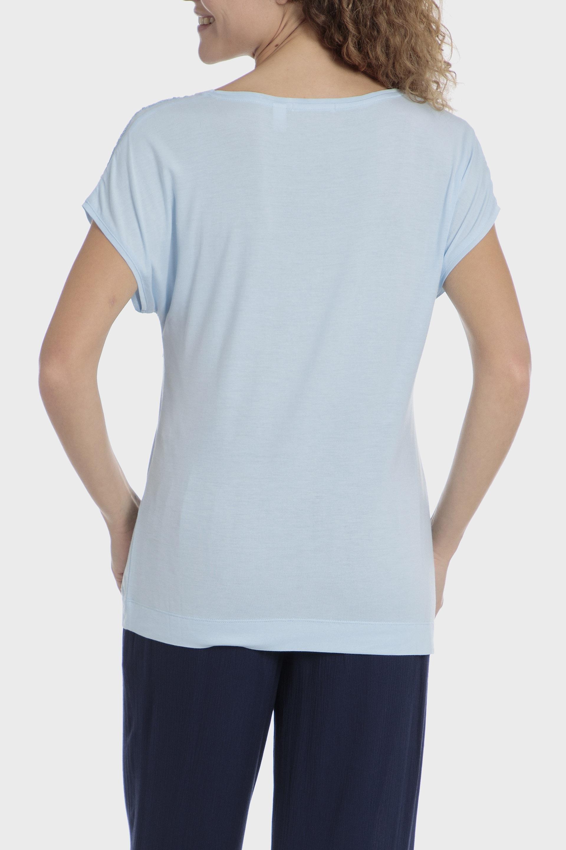 Blue Textured Casual T-Shirt, Blue Sky, medium