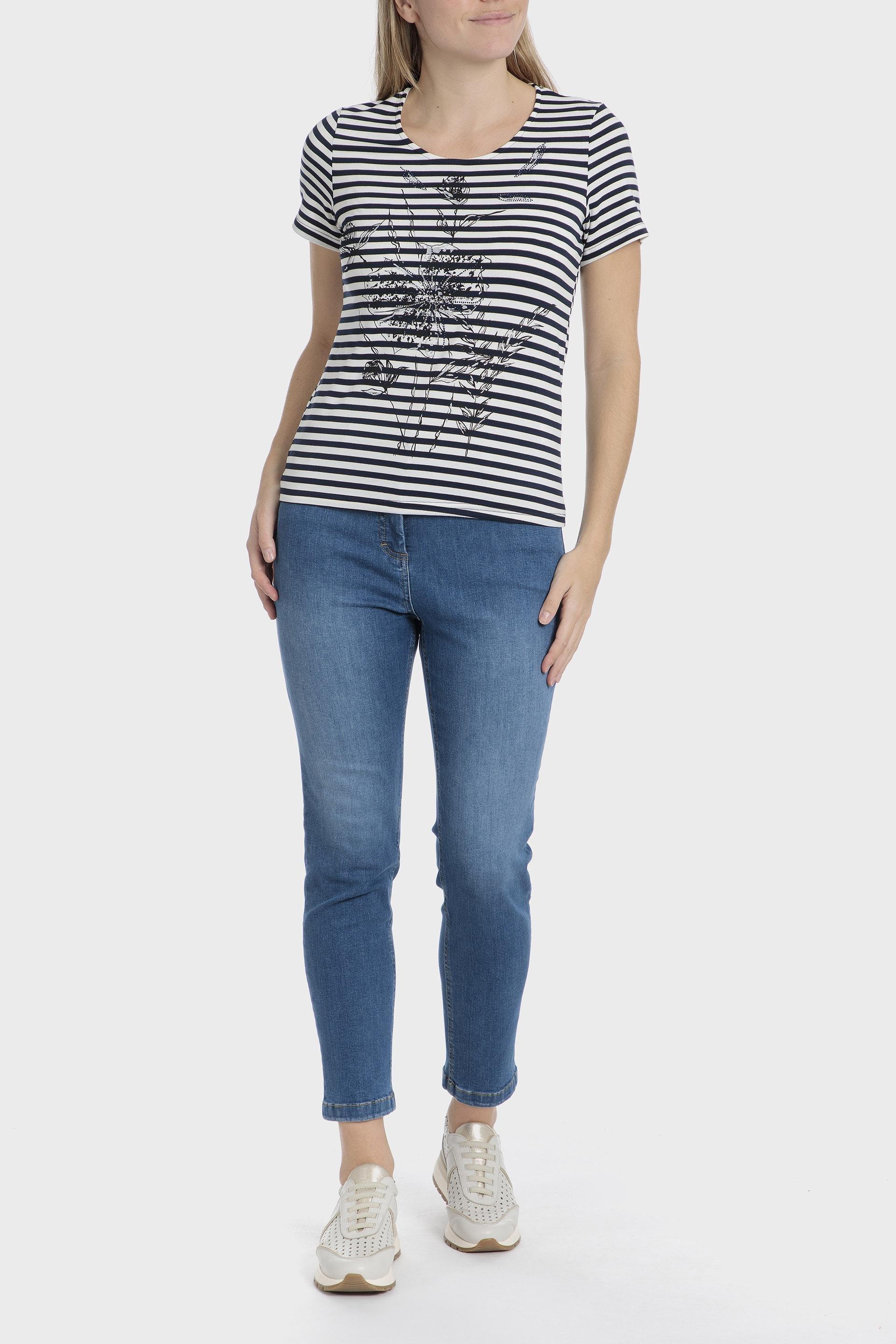 Multicolour Floral Striped T-Shirt, , large image number 2