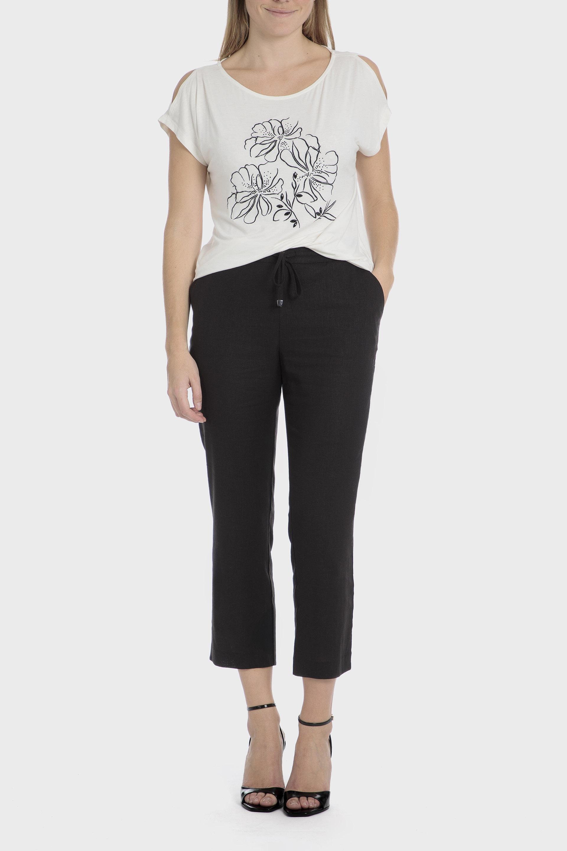 تيشيرت بنقشة زهور، أبيض, Beige Talc, large image number 2