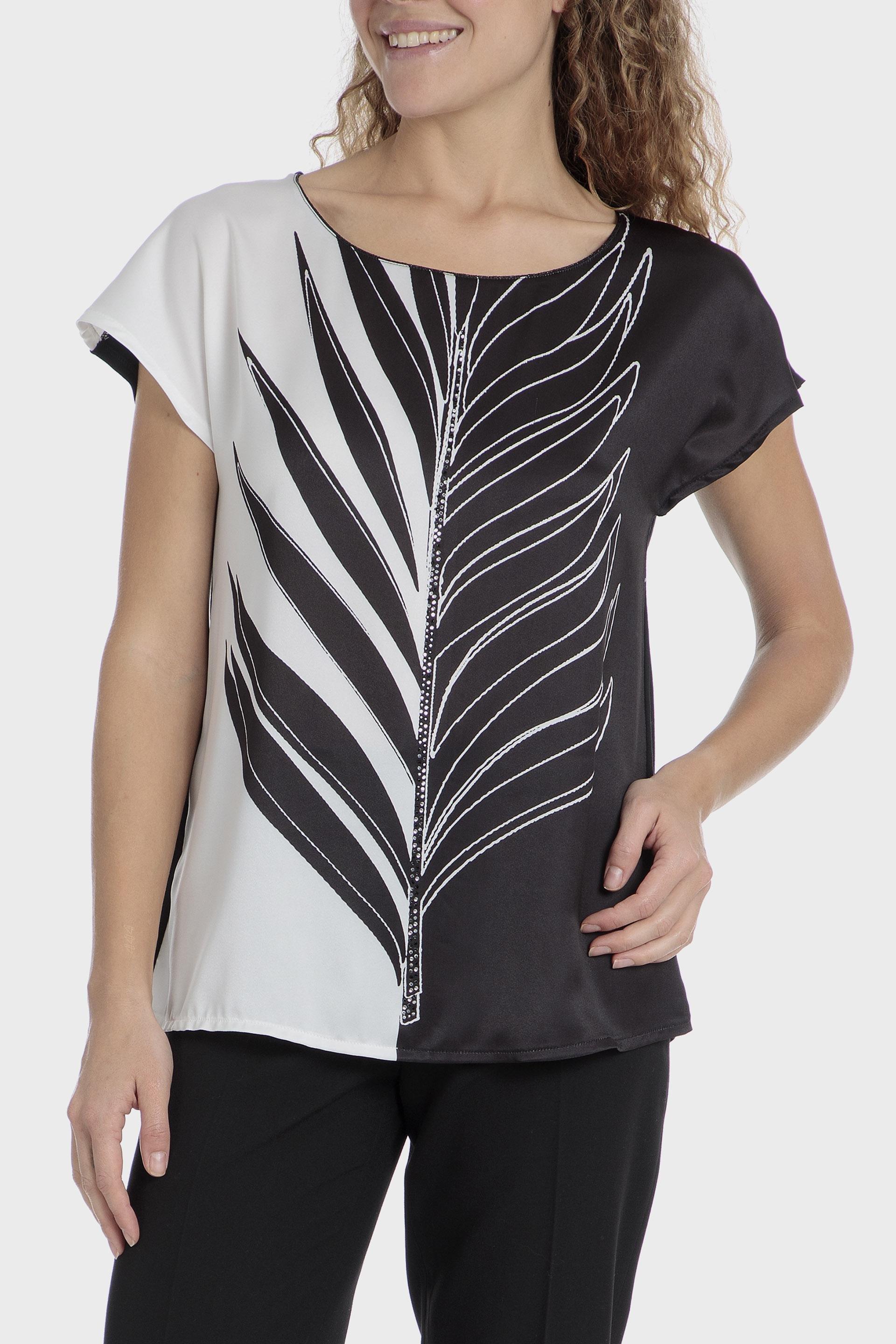 Black Colour Block Blouse, , large image number 0
