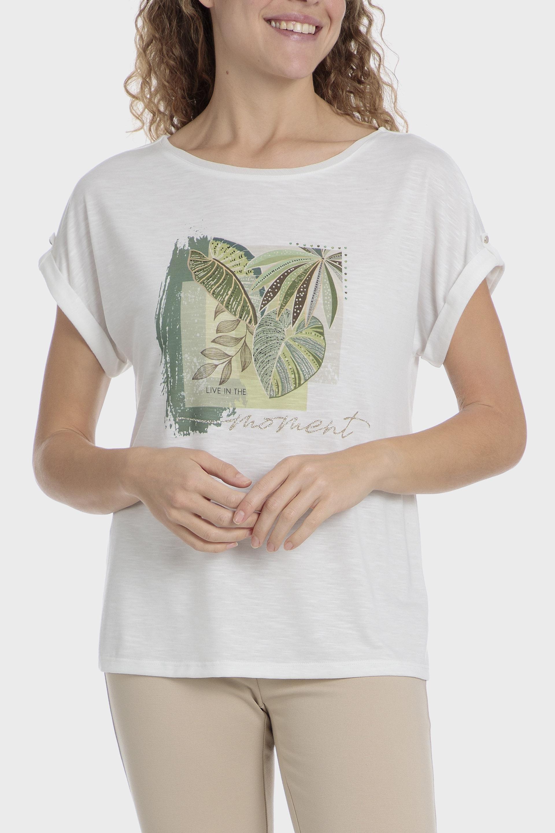 Rhinestone Tropical Casual T-Shirt, , large image number 0