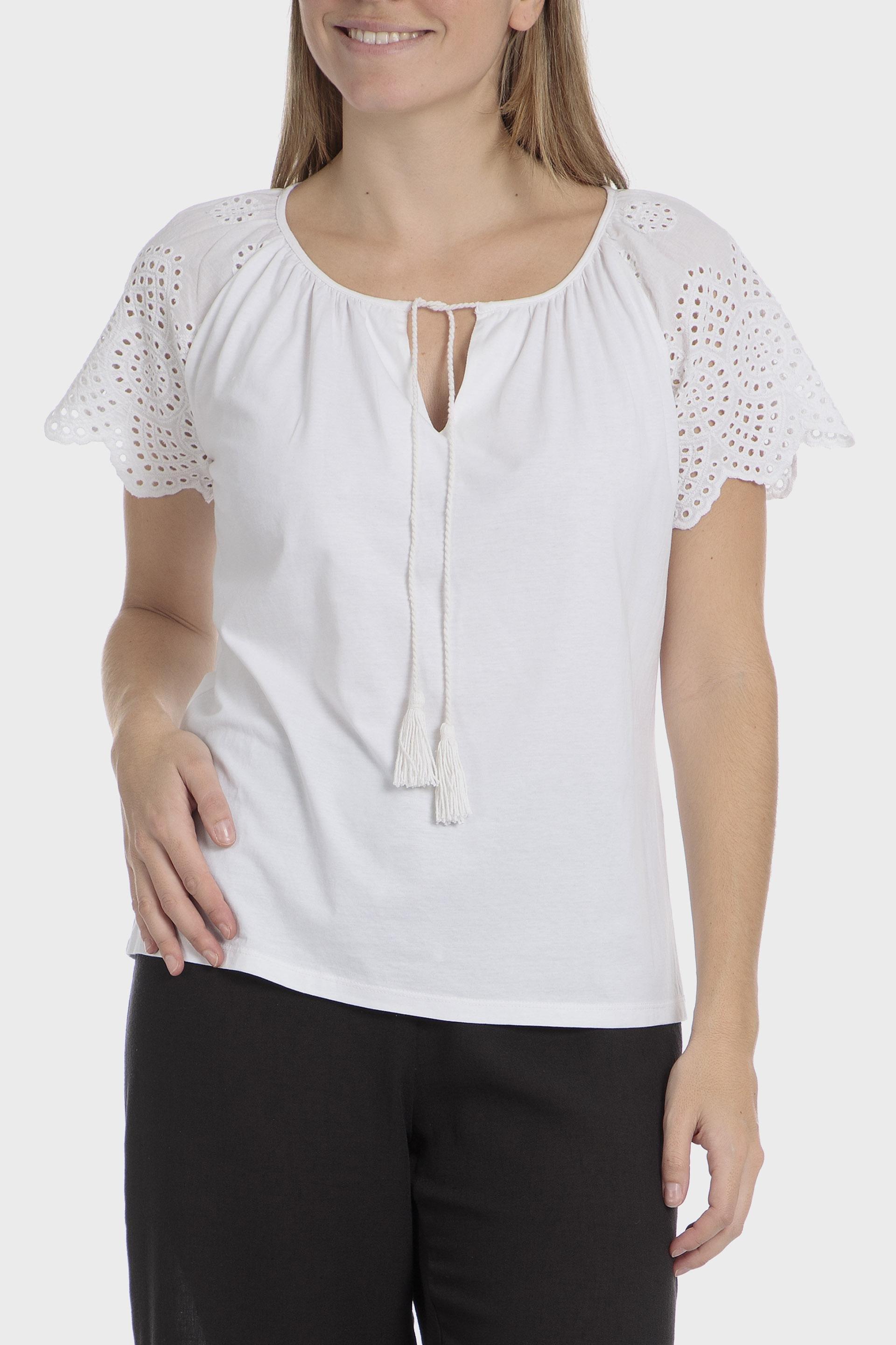 White Tassels T-Shirt, Beige Talc, medium