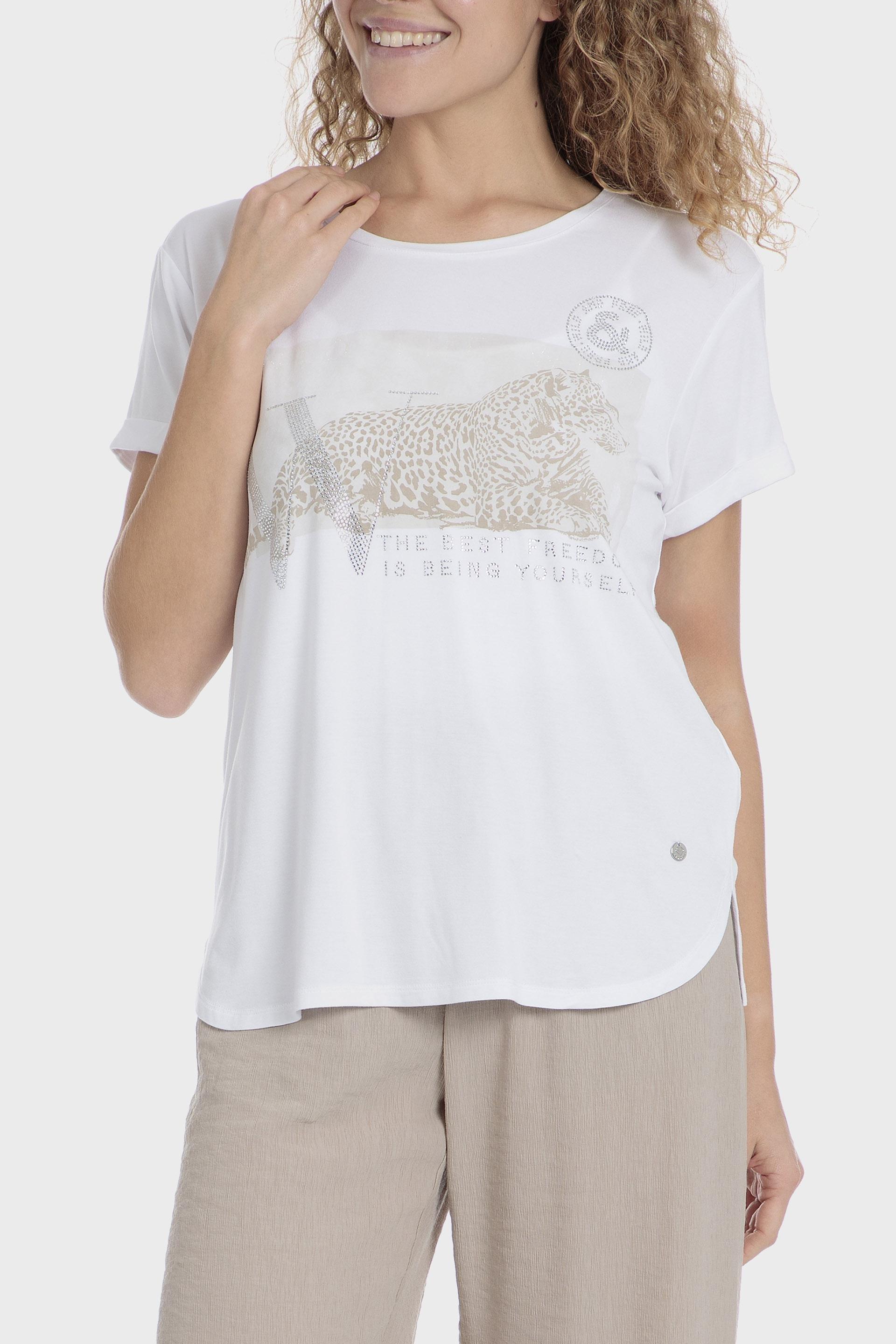 White Printed T-Shirt, , large image number 0